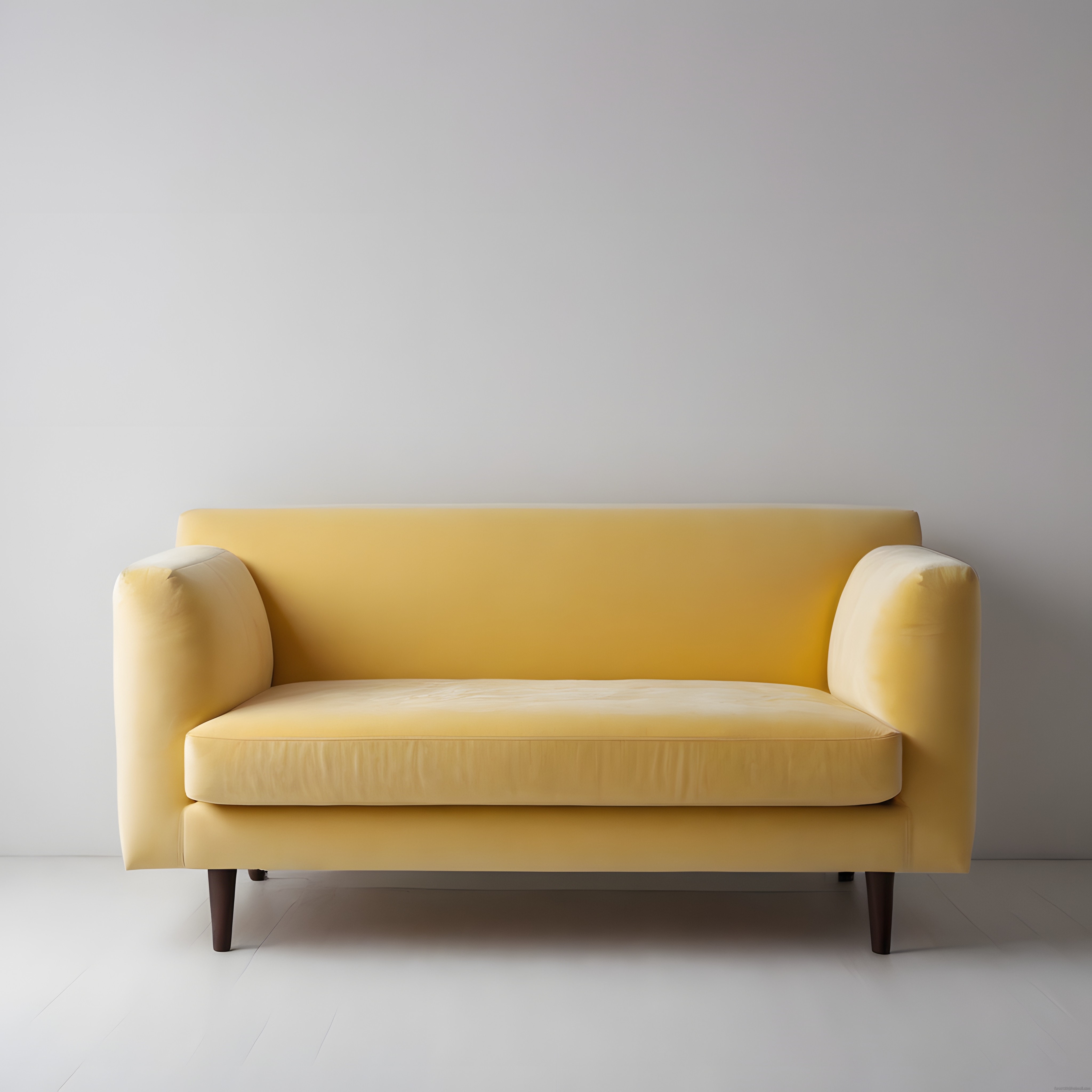 Minimalist Beyaz Zemin Üzerinde Sarı Kadife Modern İkili Koltuk