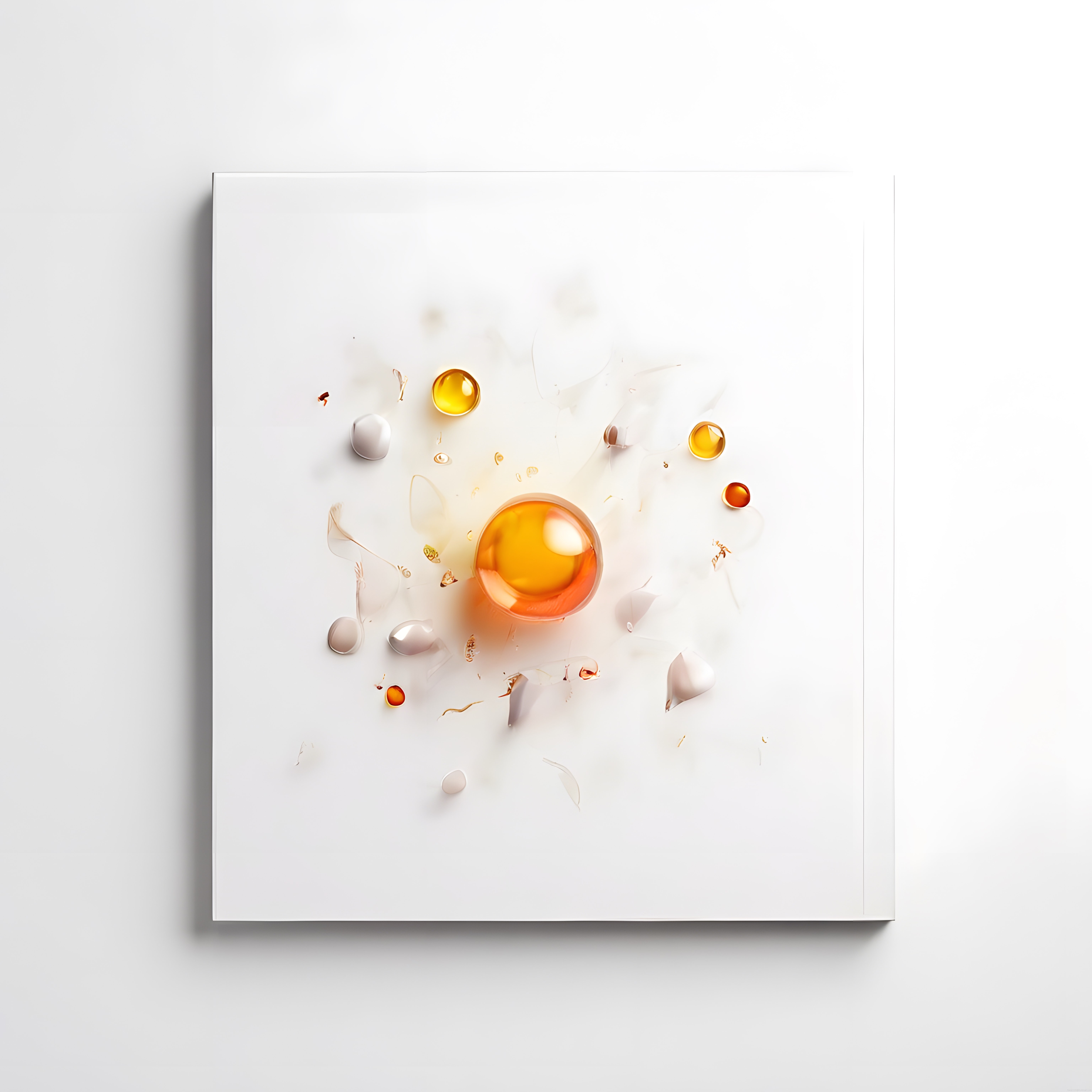 Minimalist Beyaz Zeminde Amber ve Gold Tonlarında Soyut Reçine Sanat Eseri