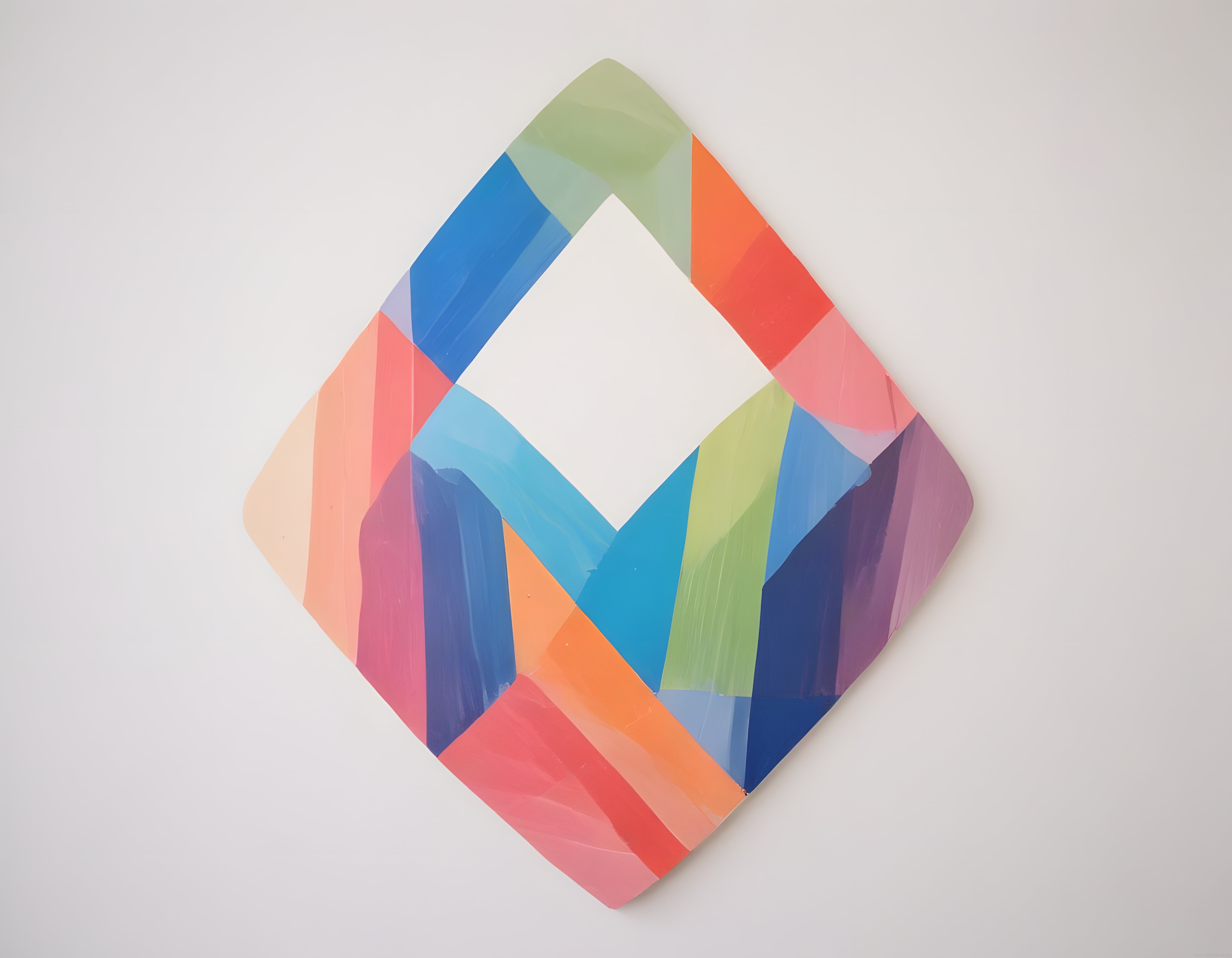 Minimalist Beyaz Zeminde Geometrik Formda Şeffaf Renkli Soyut Resim