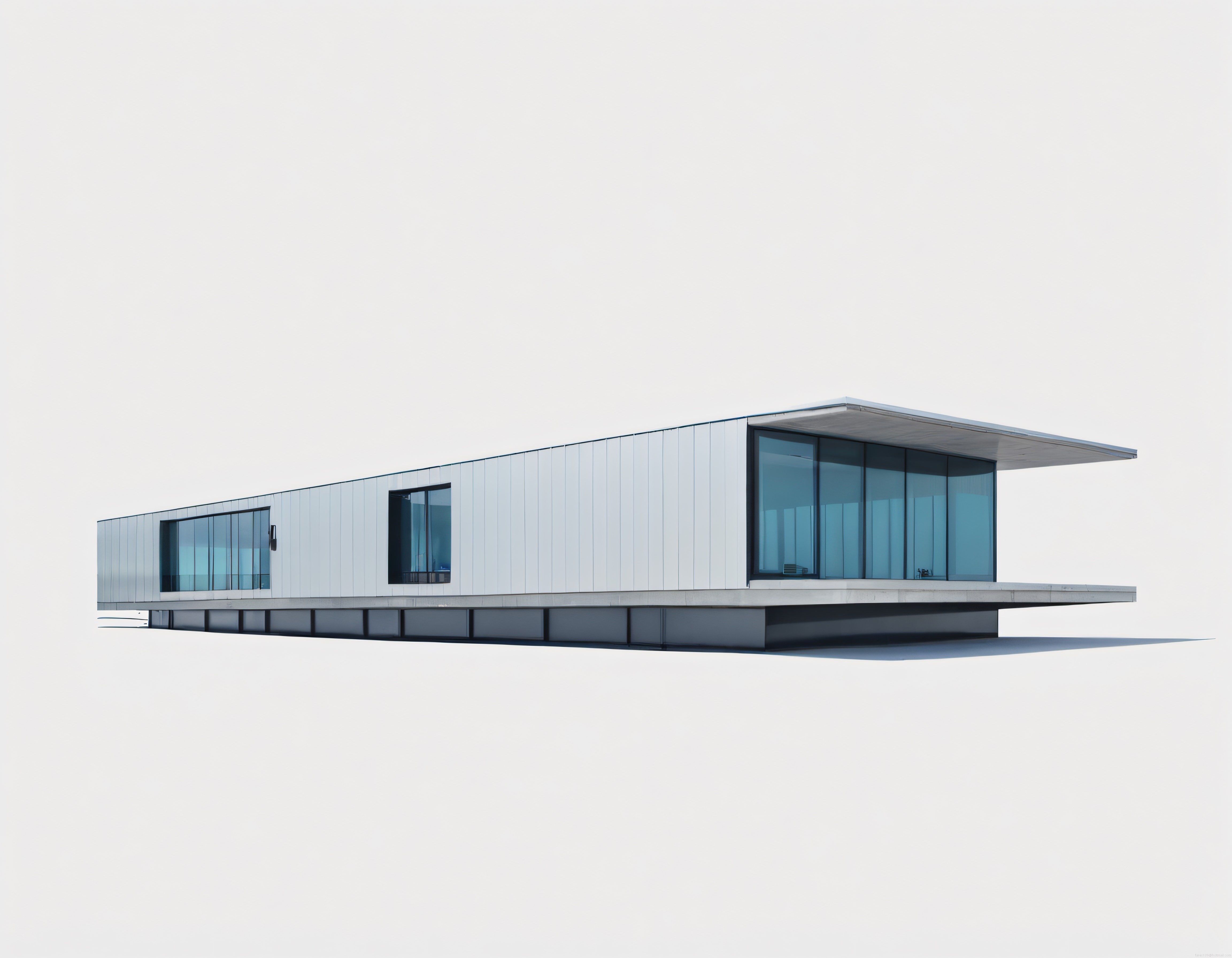 Minimalist Çağdaş Ev: Panoramik Cam Cepheleri ve Beton Platformuyla Modern Yaşam