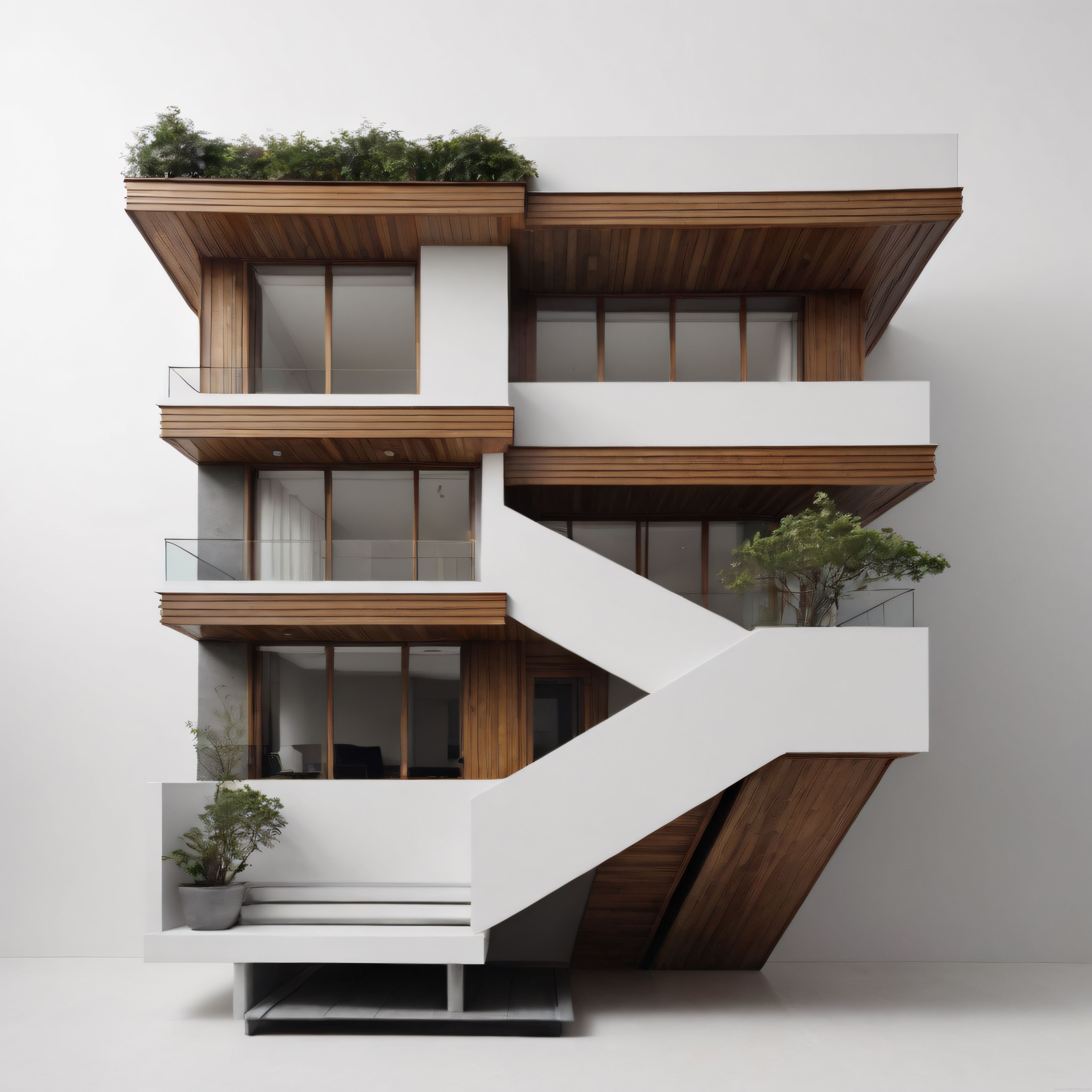Minimalist Çağdaş Villa: Ahşap ve Beyaz Betonun Modern Mimarideki Dengesi