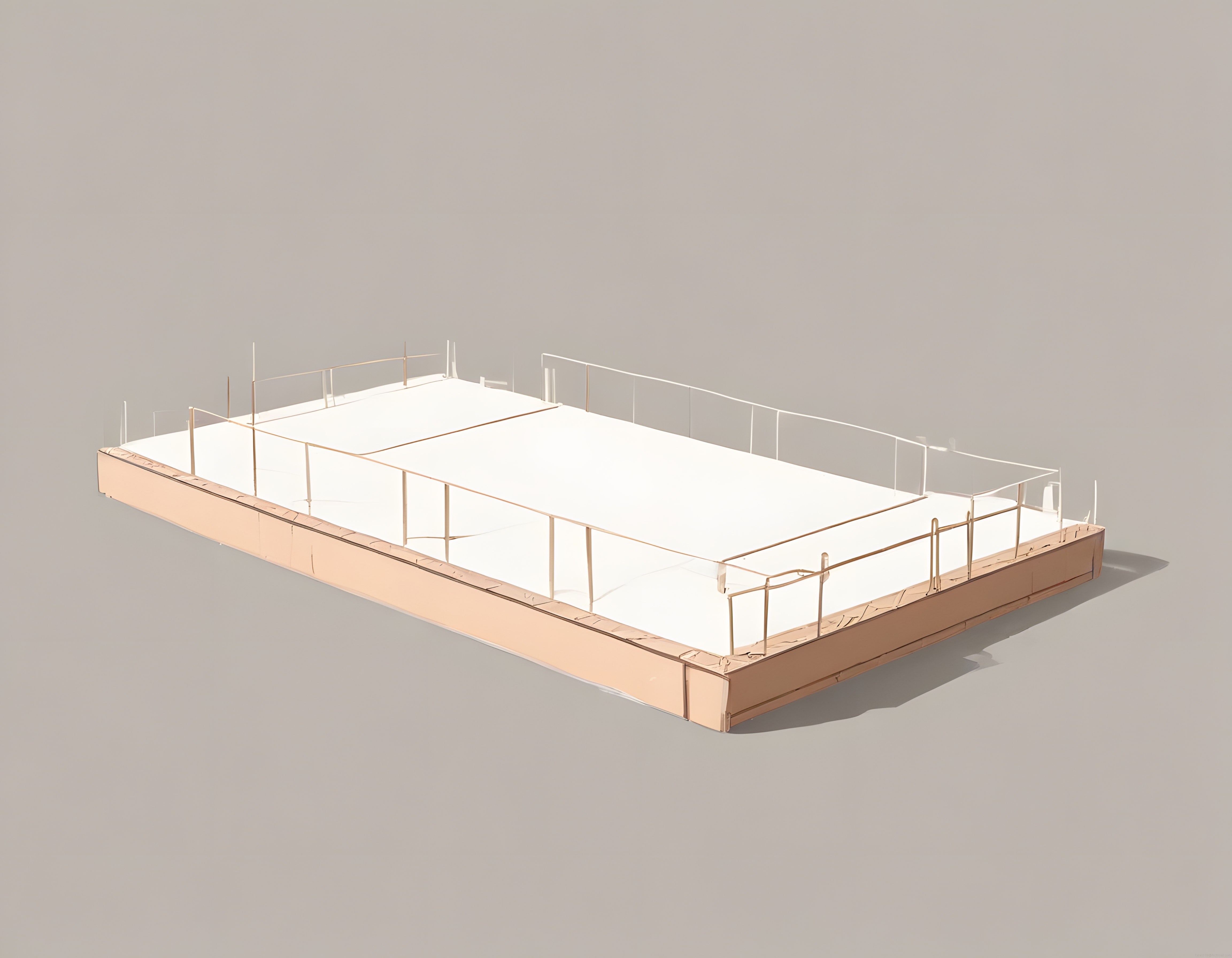 Minimalist Cam Korkuluklu Çatı Terası ve Beton Platform Tasarımı