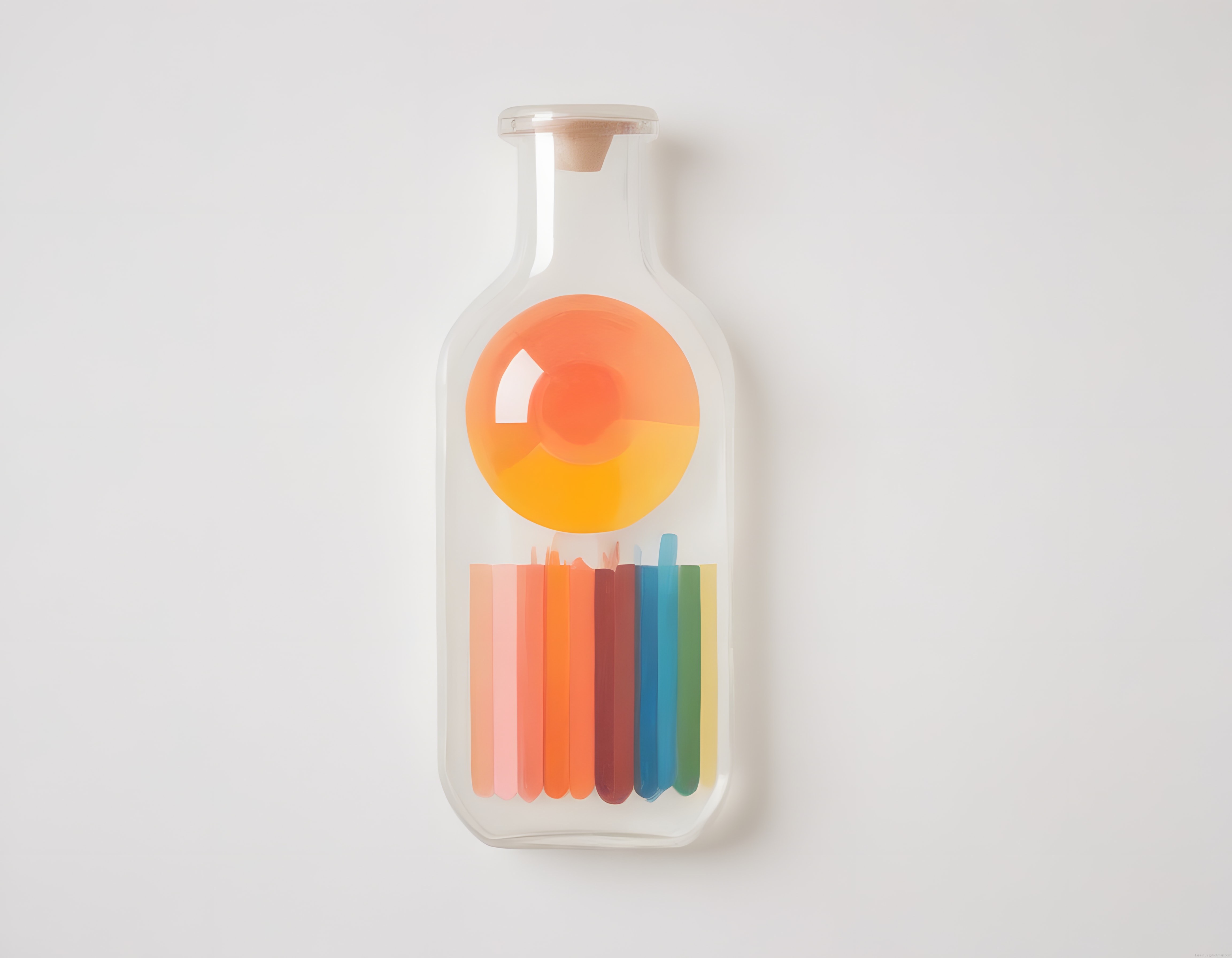 Minimalist Cam Şişede Pastel Renk Paleti ve Modern Dekoratif Obje