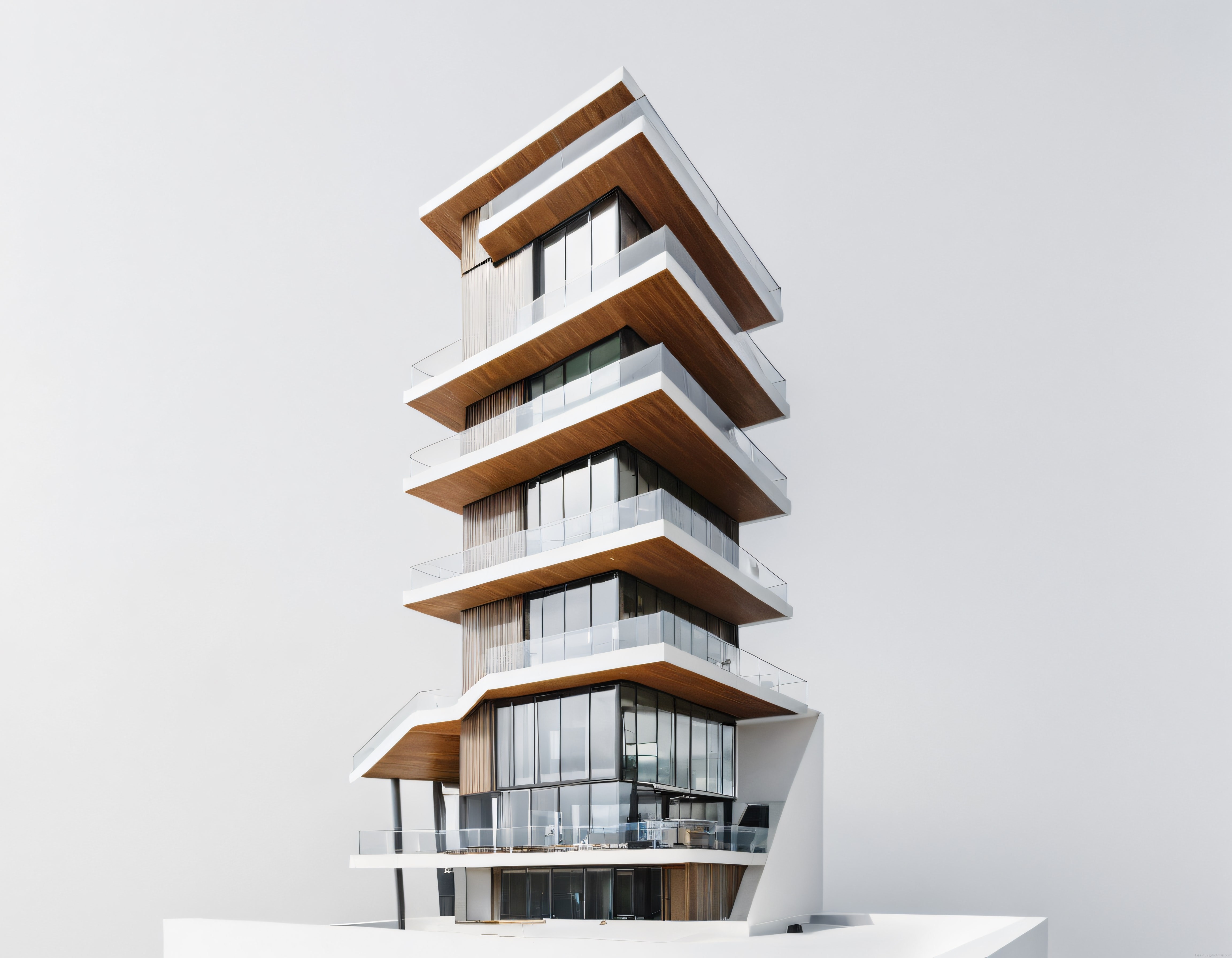 Minimalist Çizgiler ve Ahşap Teraslarla Öne Çıkan Modern Yüksek Bina