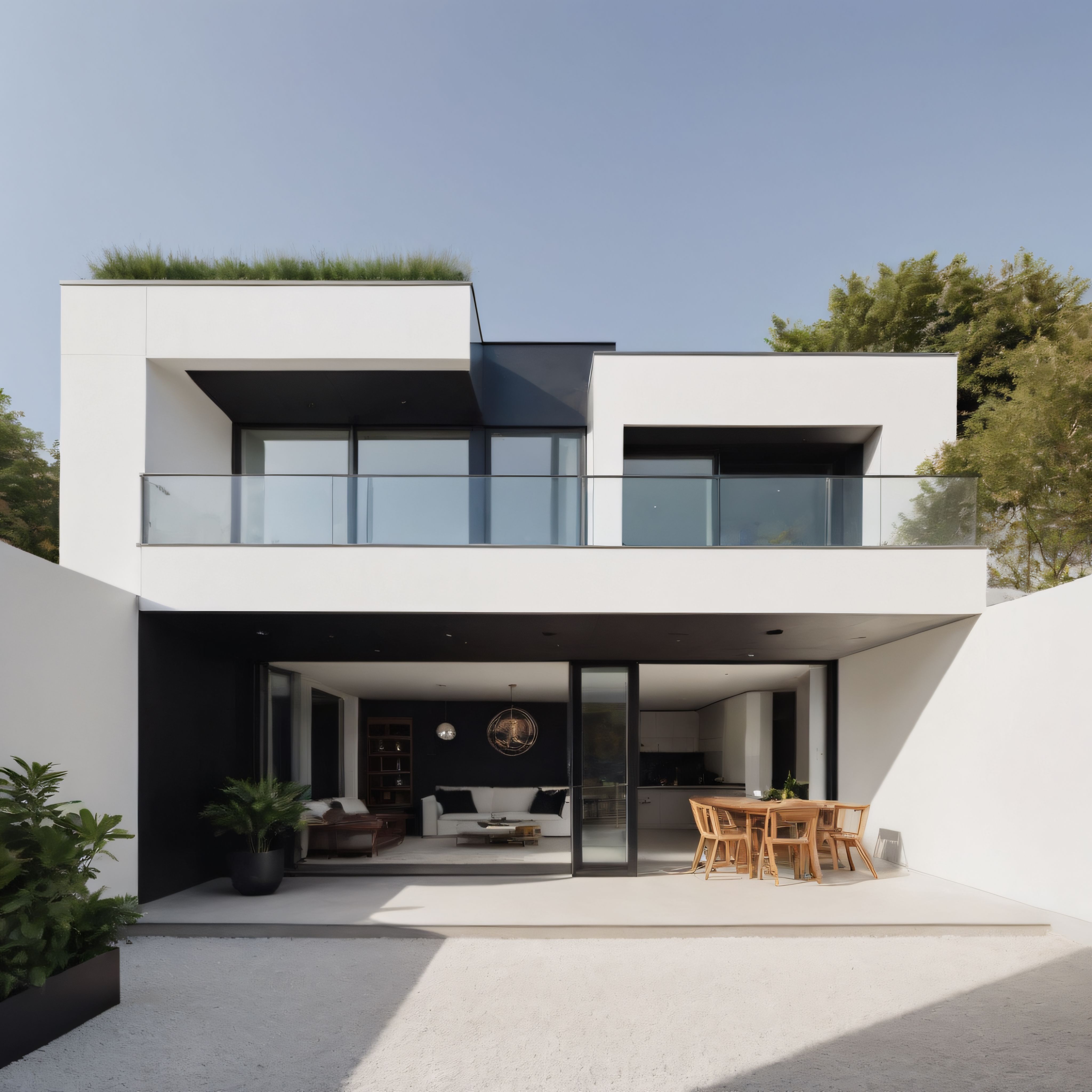 Minimalist Çizgileri ve Yeşil Çatısıyla Çağdaş Bir Villa Tasarımı