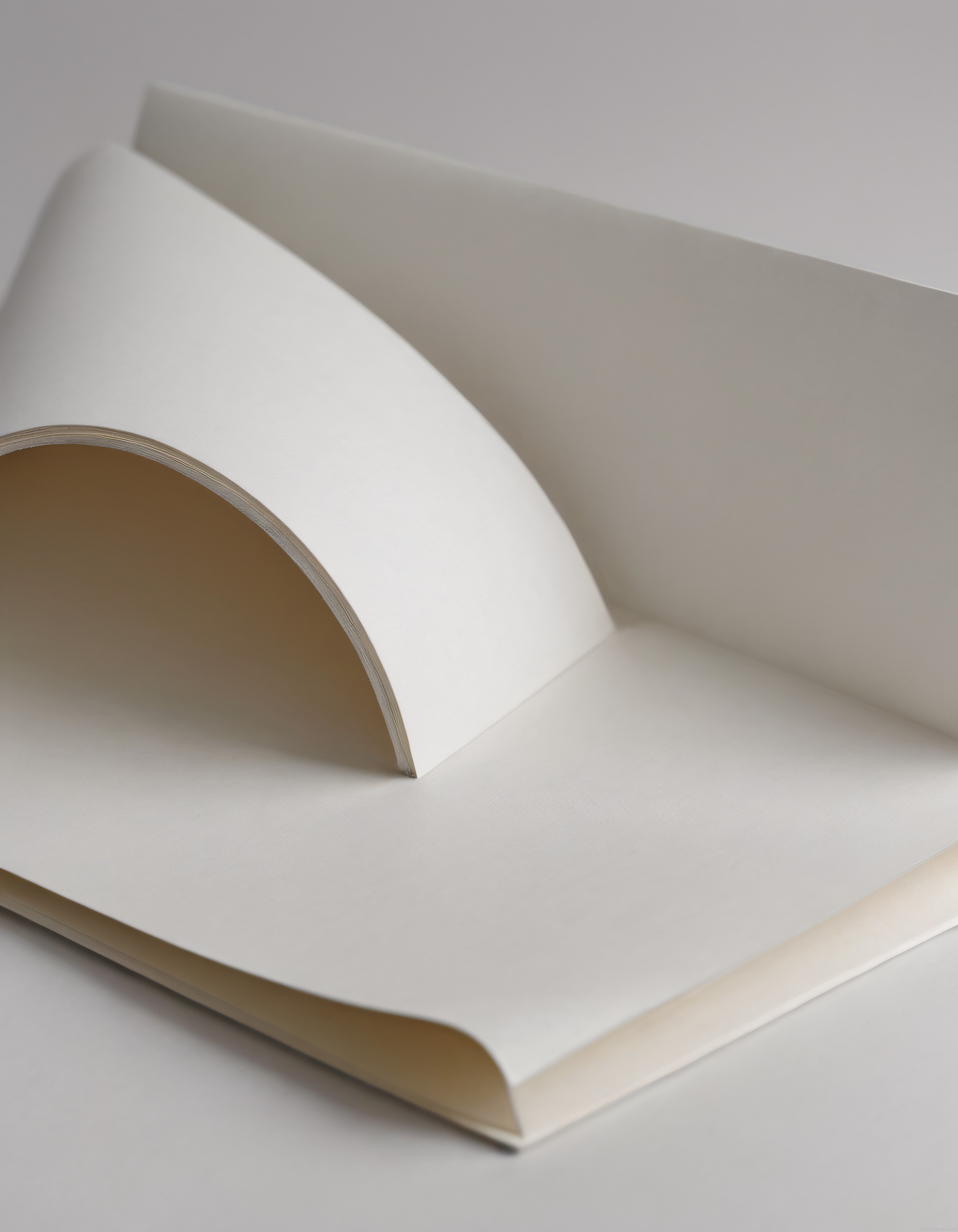 minimalist dekorasyonda kıvrımlı ahşap obje ve açık kitap sayfası kompozisyonu