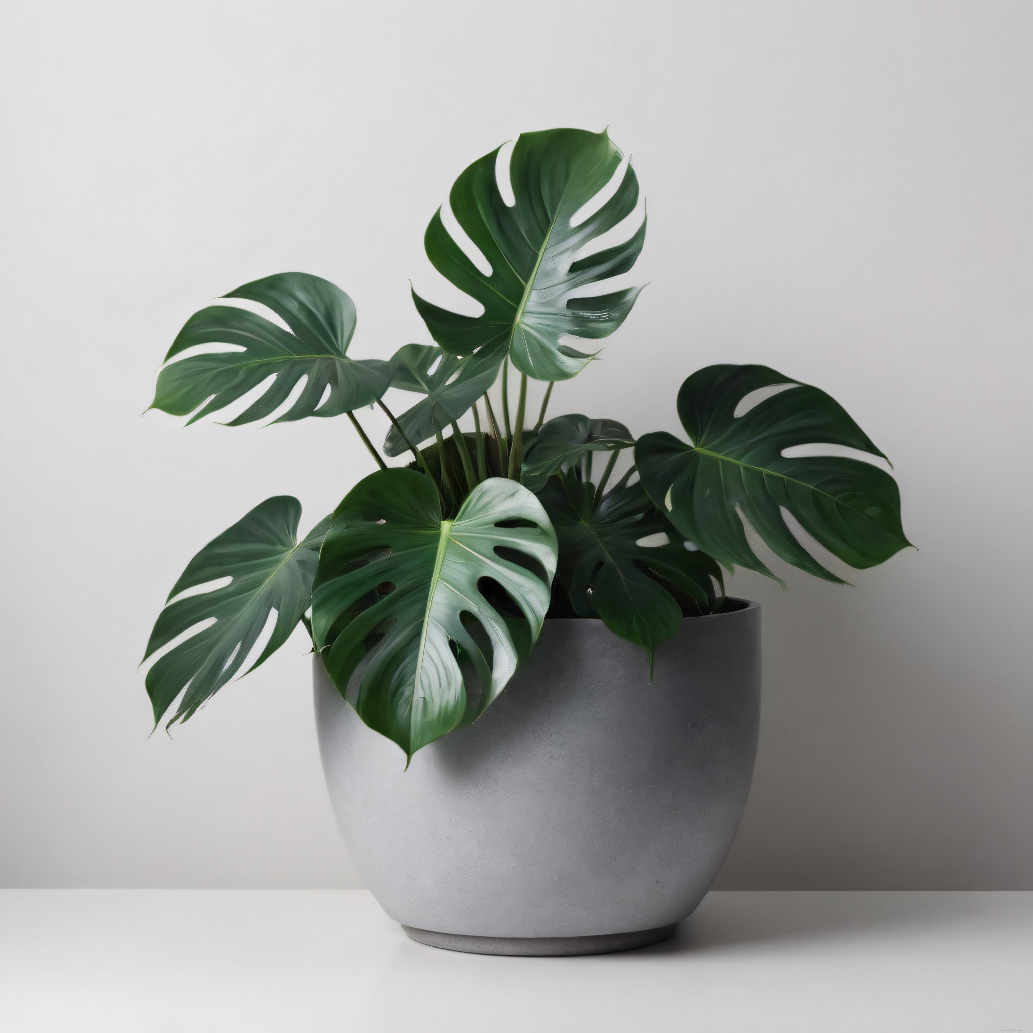 Minimalist Dekorasyonun Vazgeçilmezi: Gri Saksıda Sağlıklı Monstera Bitkisi