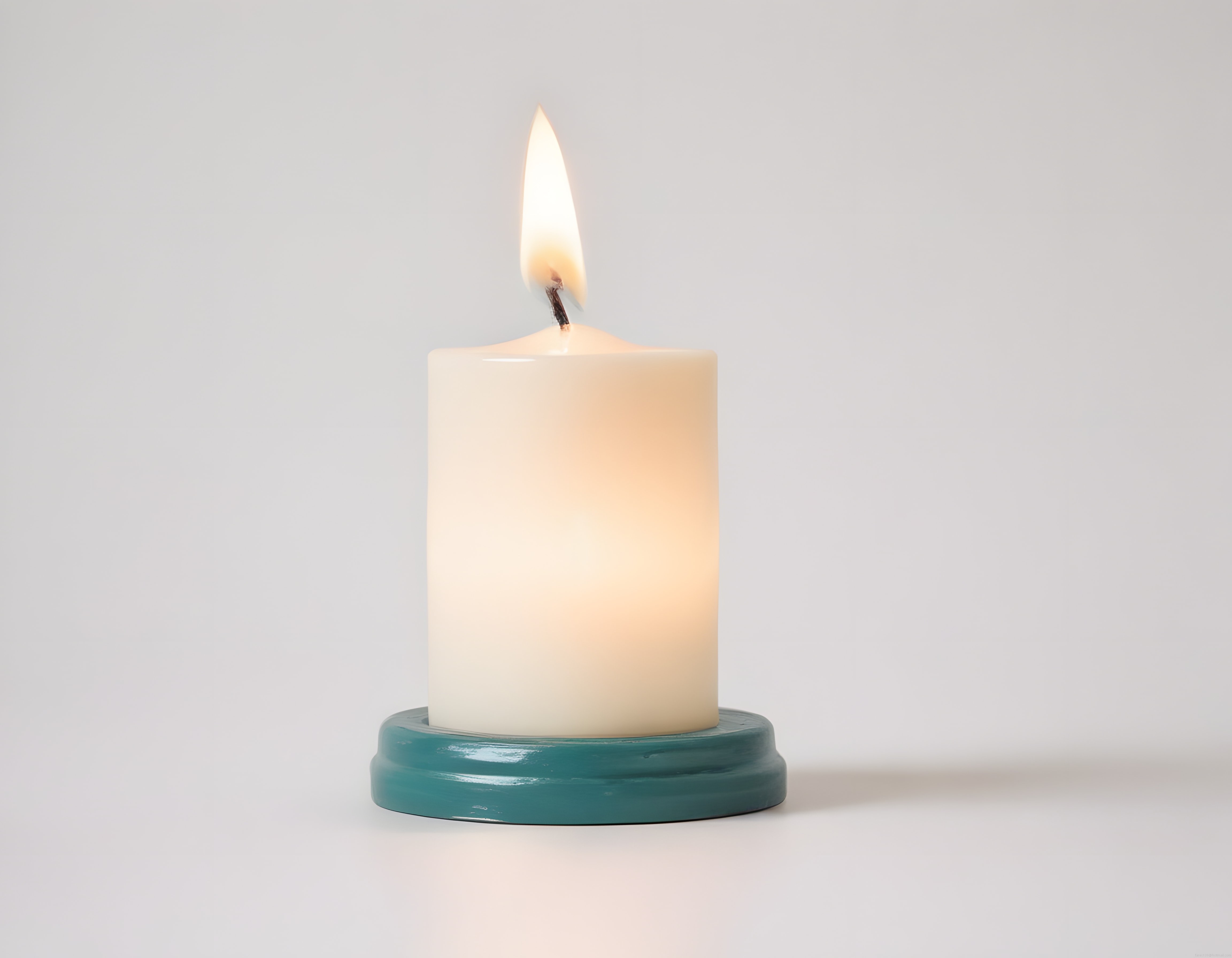 Minimalist Dekoratif Mum ve Turkuaz Seramik Tutucu ile Sıcak Atmosfer