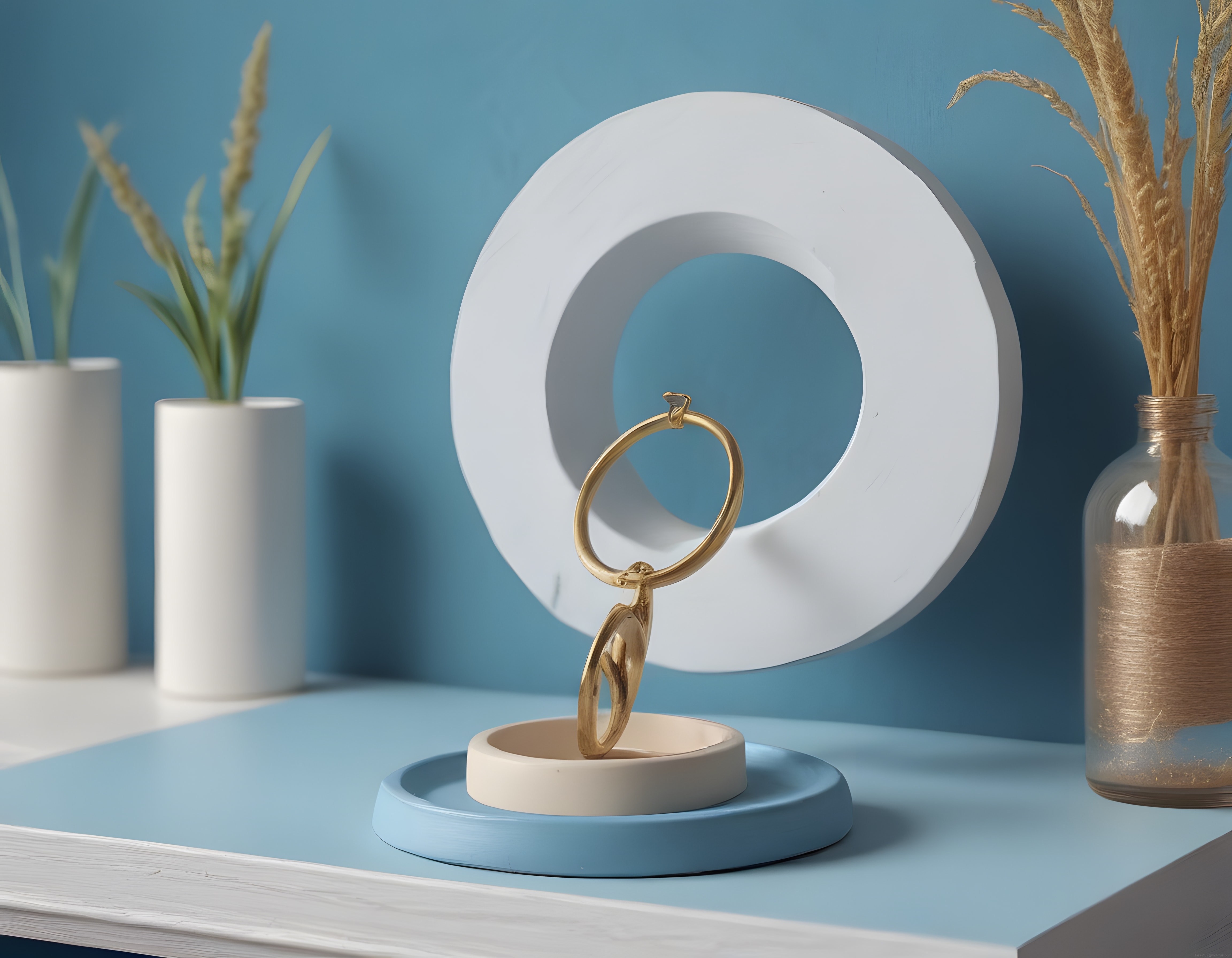 Minimalist Ev Dekorasyonunda Altın Detaylı Modern Sanatsal Obje ve Vazolar