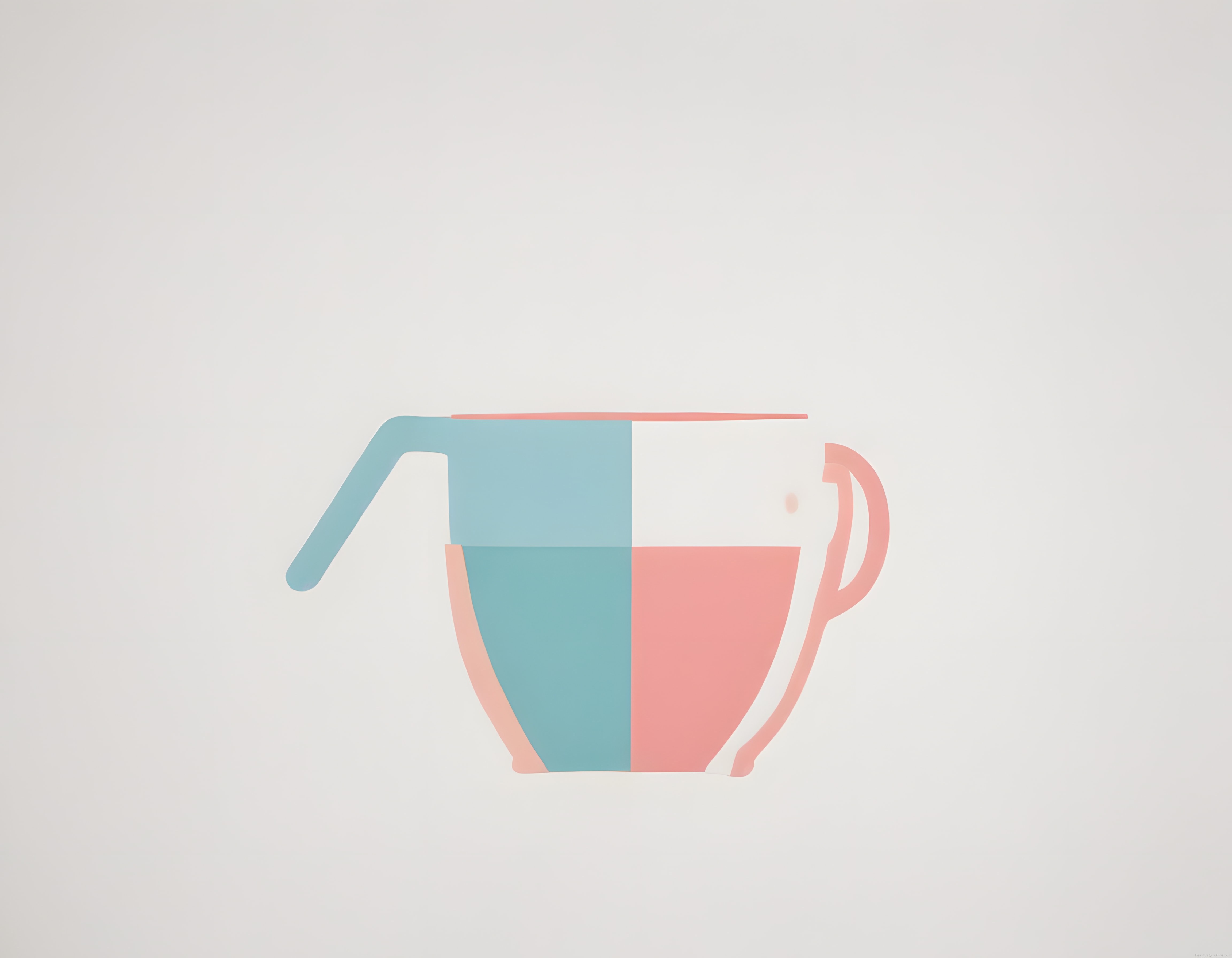 Minimalist Fincan Çizimi: Mavi ve Pembe Tonlarında Soyut Modern Sanat