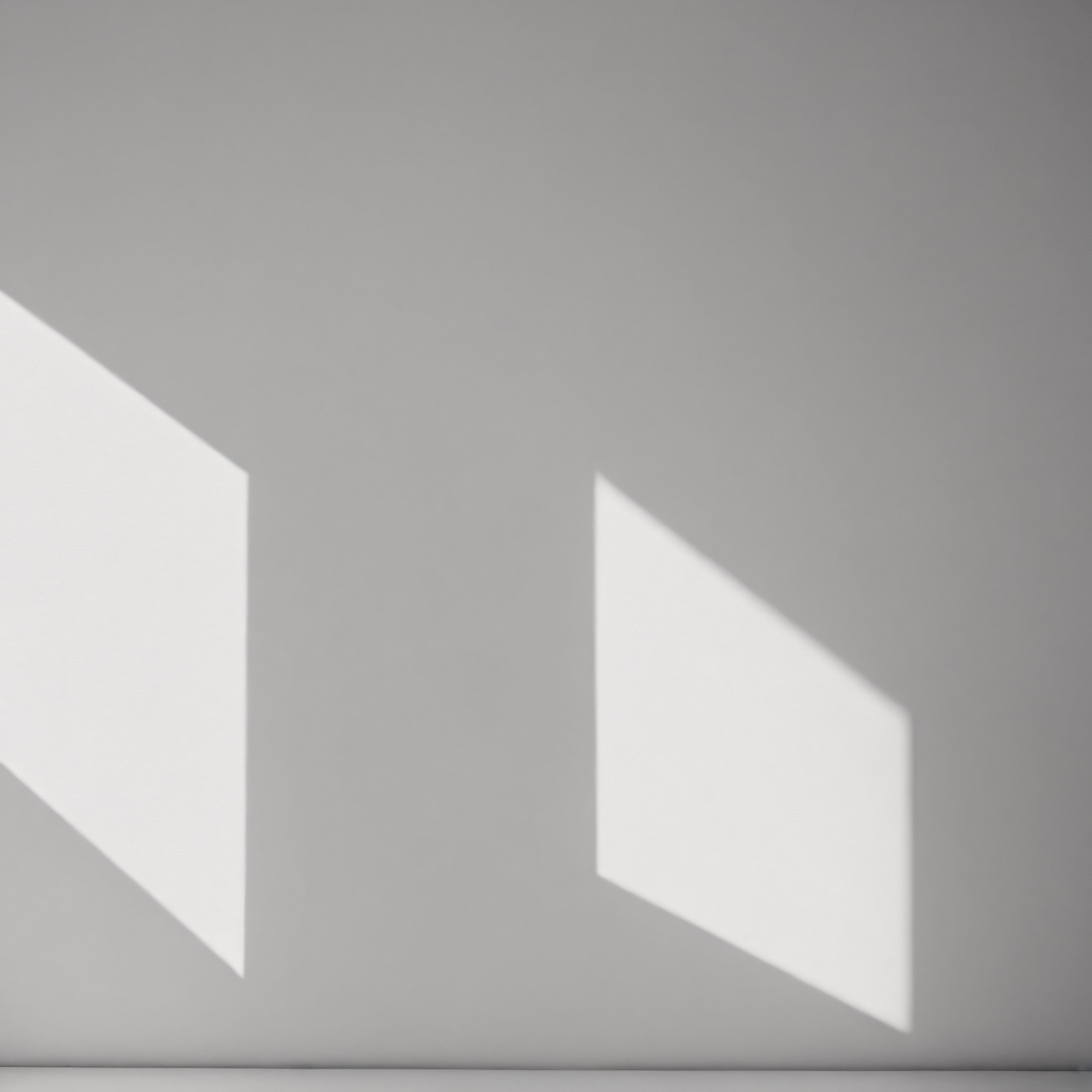 Minimalist gri duvarda geometrik pencere ışığı ve keskin gölge oyunu