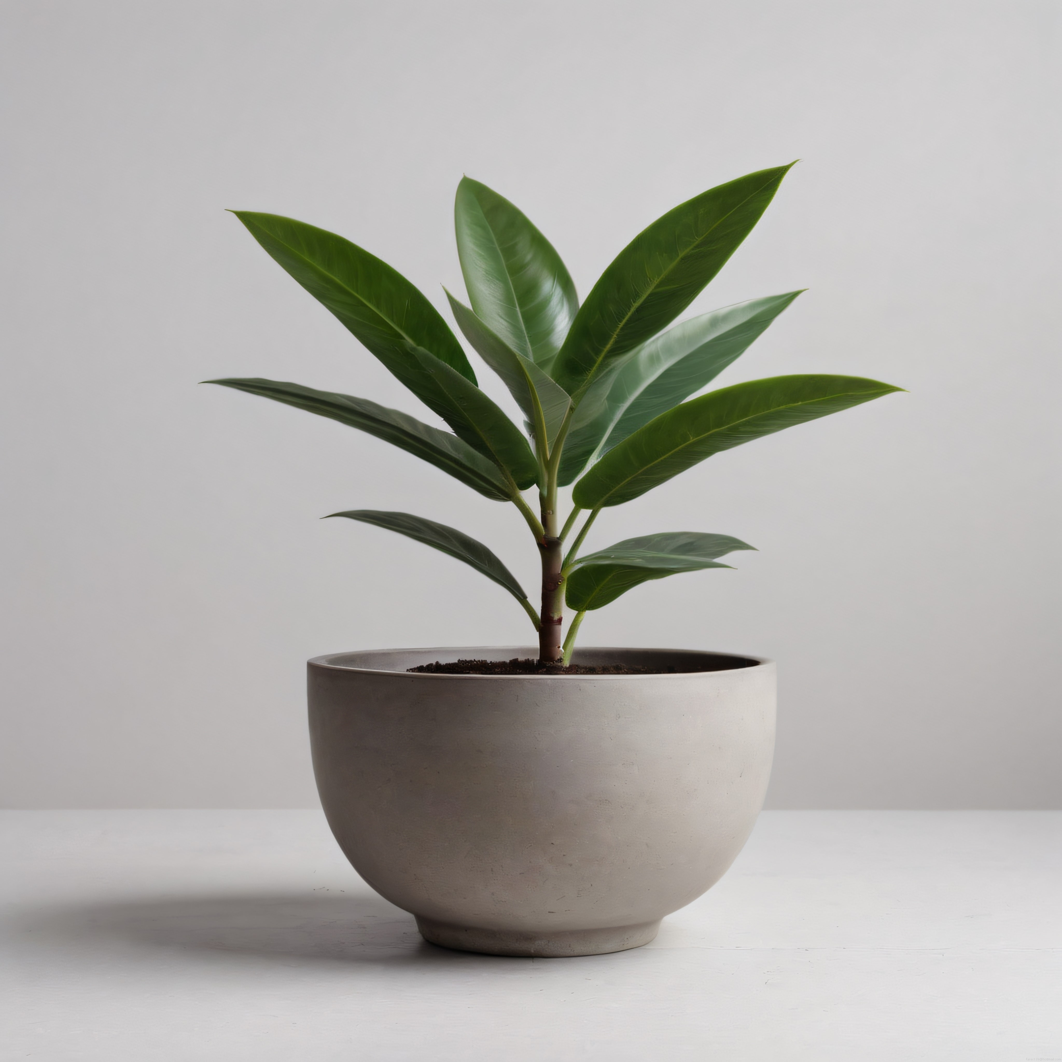 Minimalist Gri Saksıda Parlak Yeşil Yapraklı Modern Salon Bitkisi