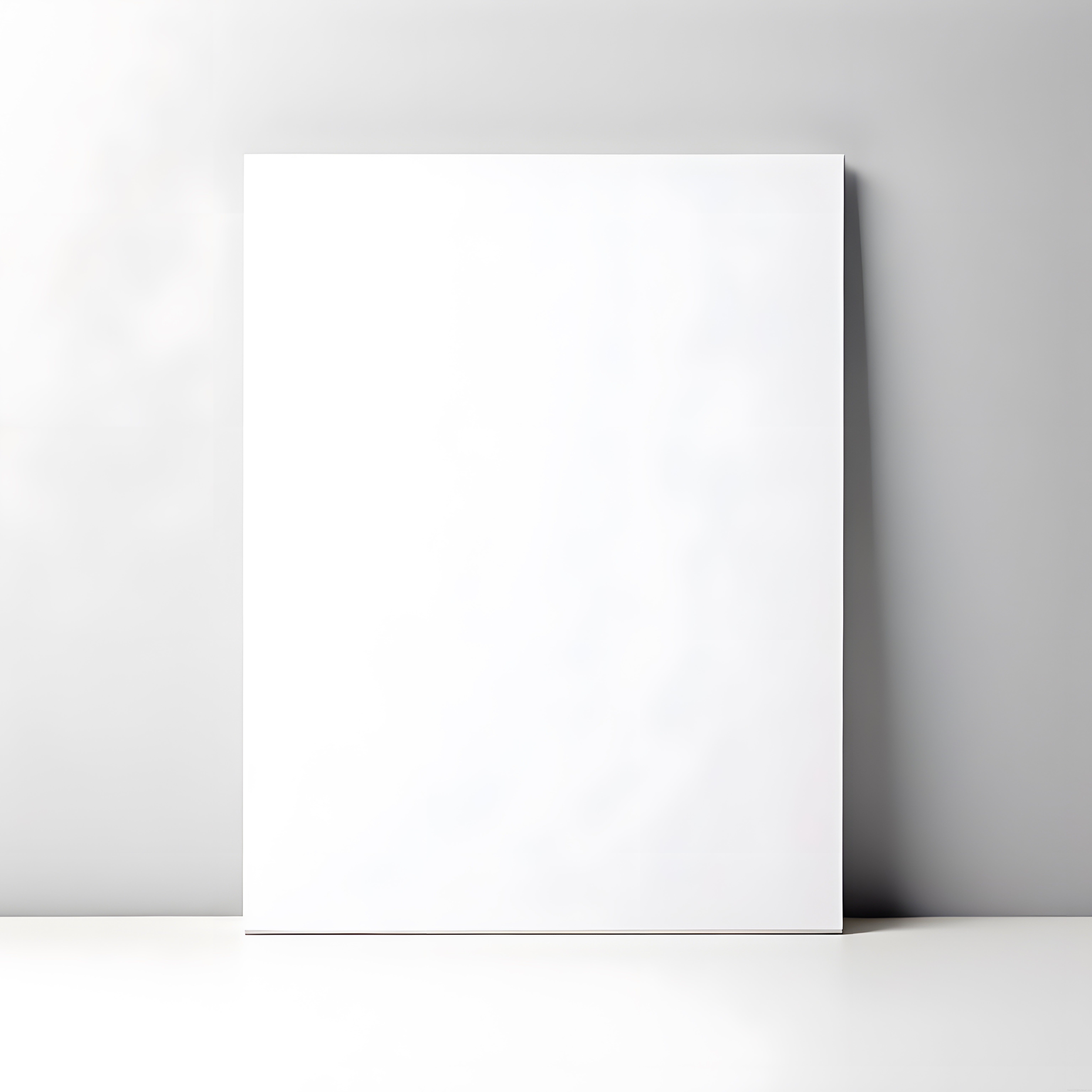 Minimalist gri stüdyo ortamında beyaz boş dikey poster tuval mockup tasarımı