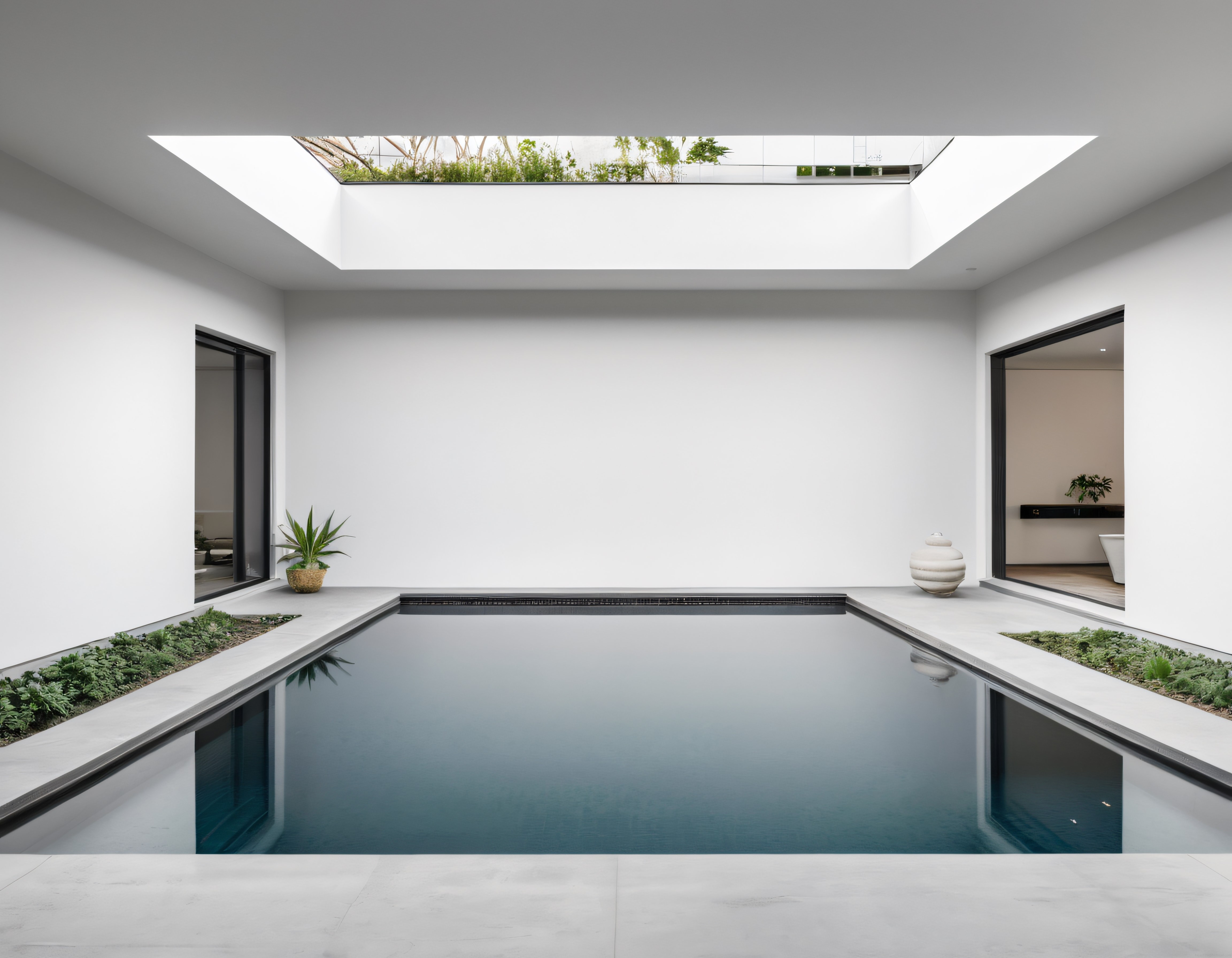 Minimalist İç Avlu Tasarımı: Doğal Işık ve Sessiz Havuzlu Modern Yaşam