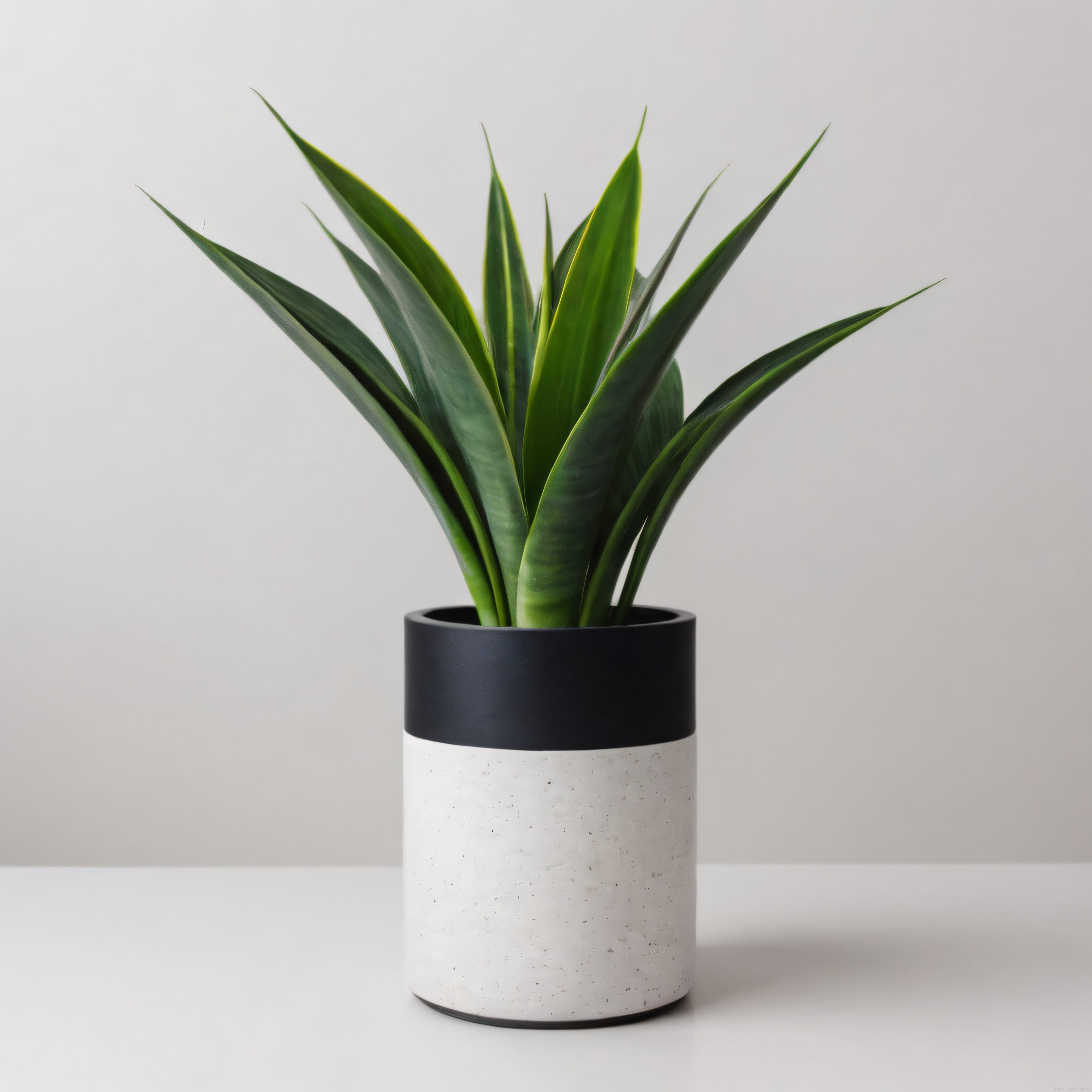 Minimalist iç mekan dekorasyonu: Modern çizgili saksıda sansevieria bitkisi