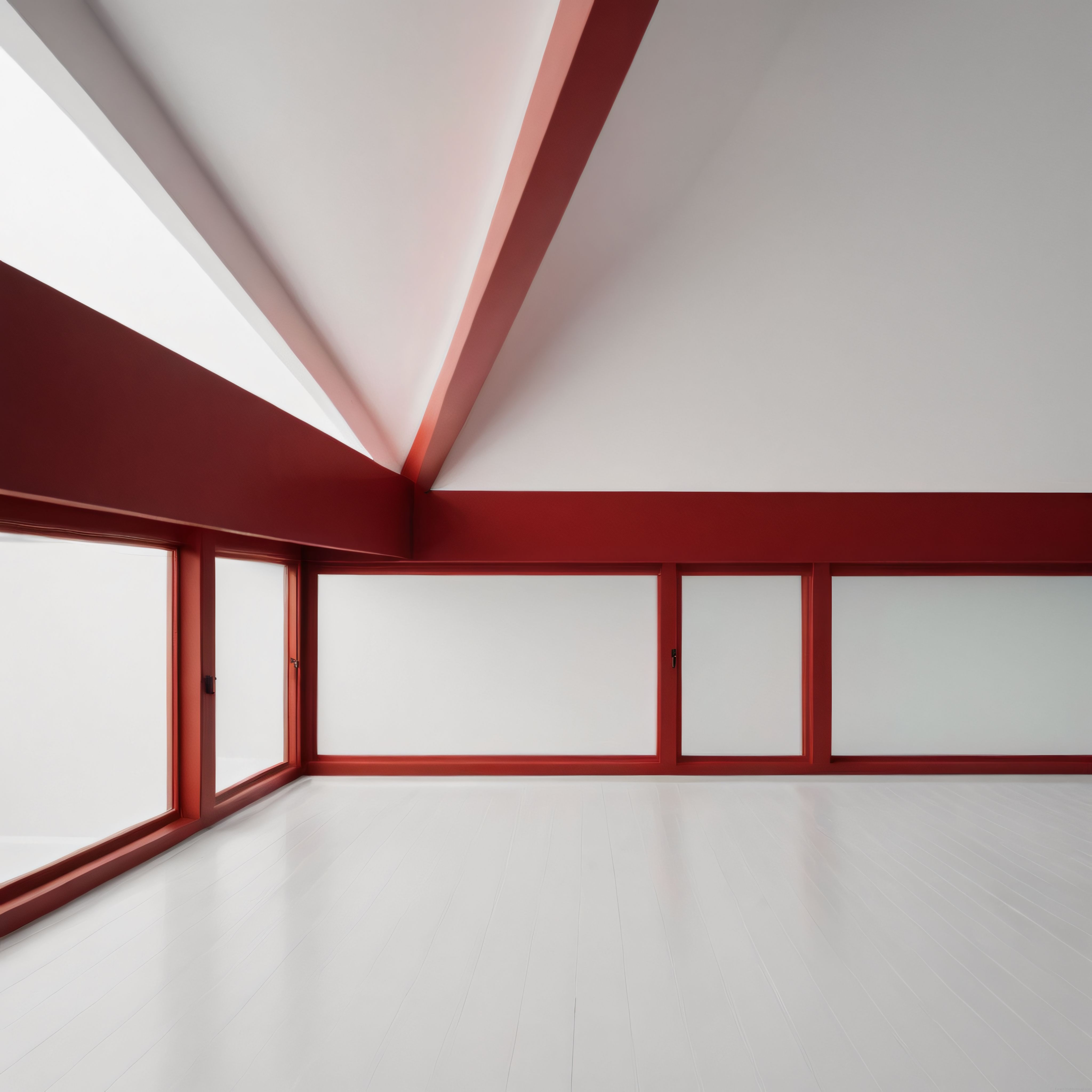 Minimalist iç mekan: Kırmızı kirpiler ve beyaz zeminlerin modern uyumu