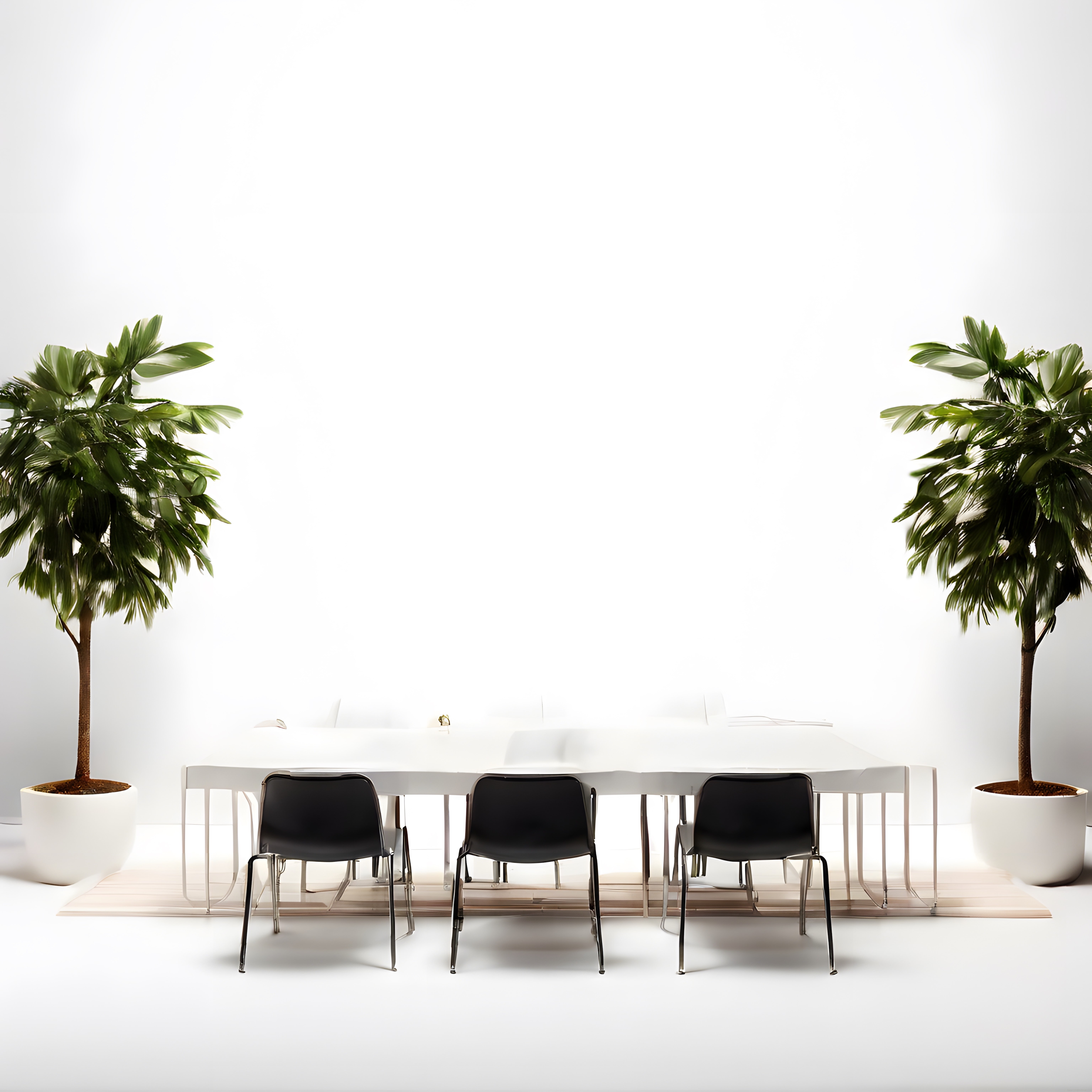 Minimalist İç Mekan Tasarımı Beyaz Ofis ve Siyah Sandalye Dekorasyonu