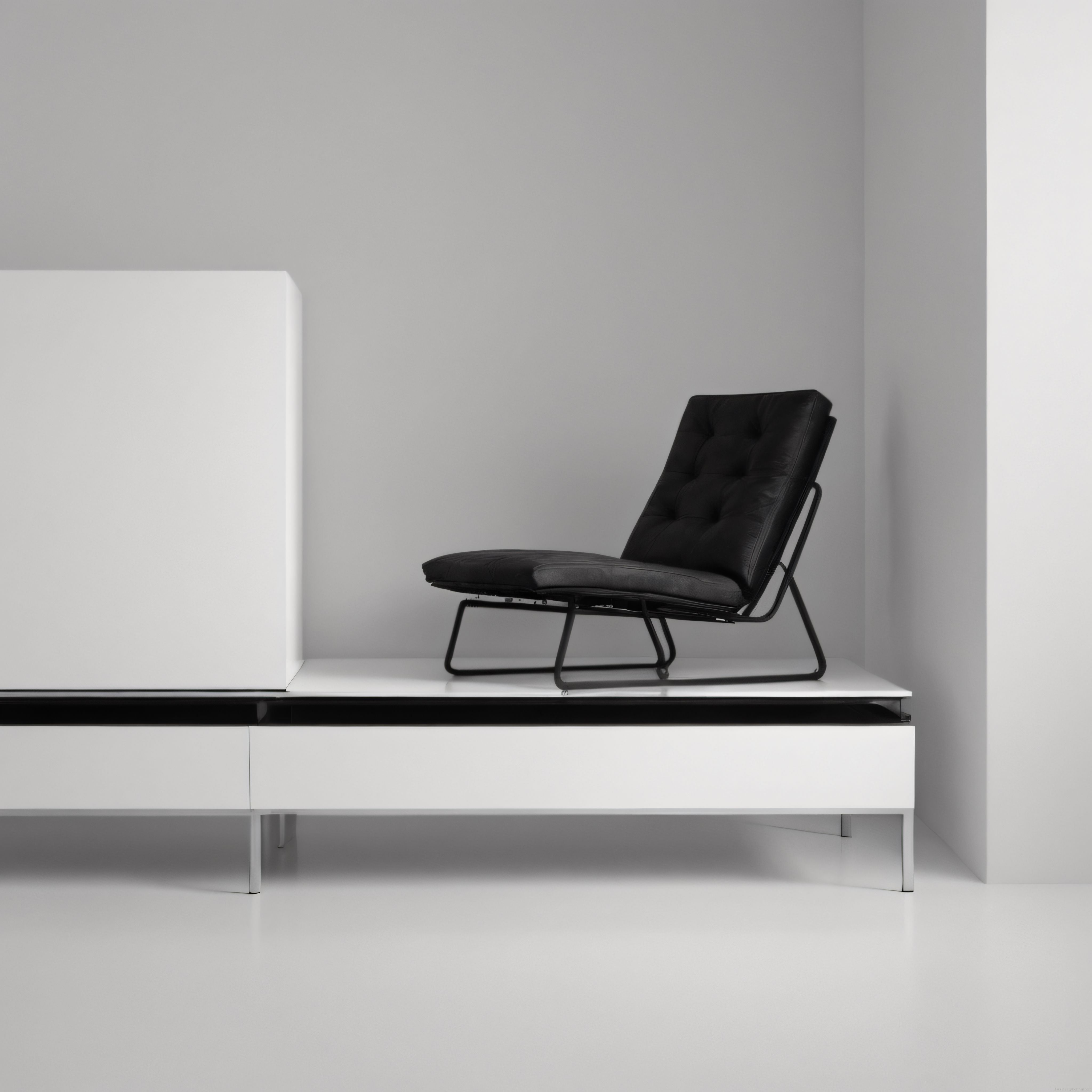 Minimalist İç Mekan Tasarımı: Siyah Deri Koltuk ve Beyaz Mobilya Uyumu