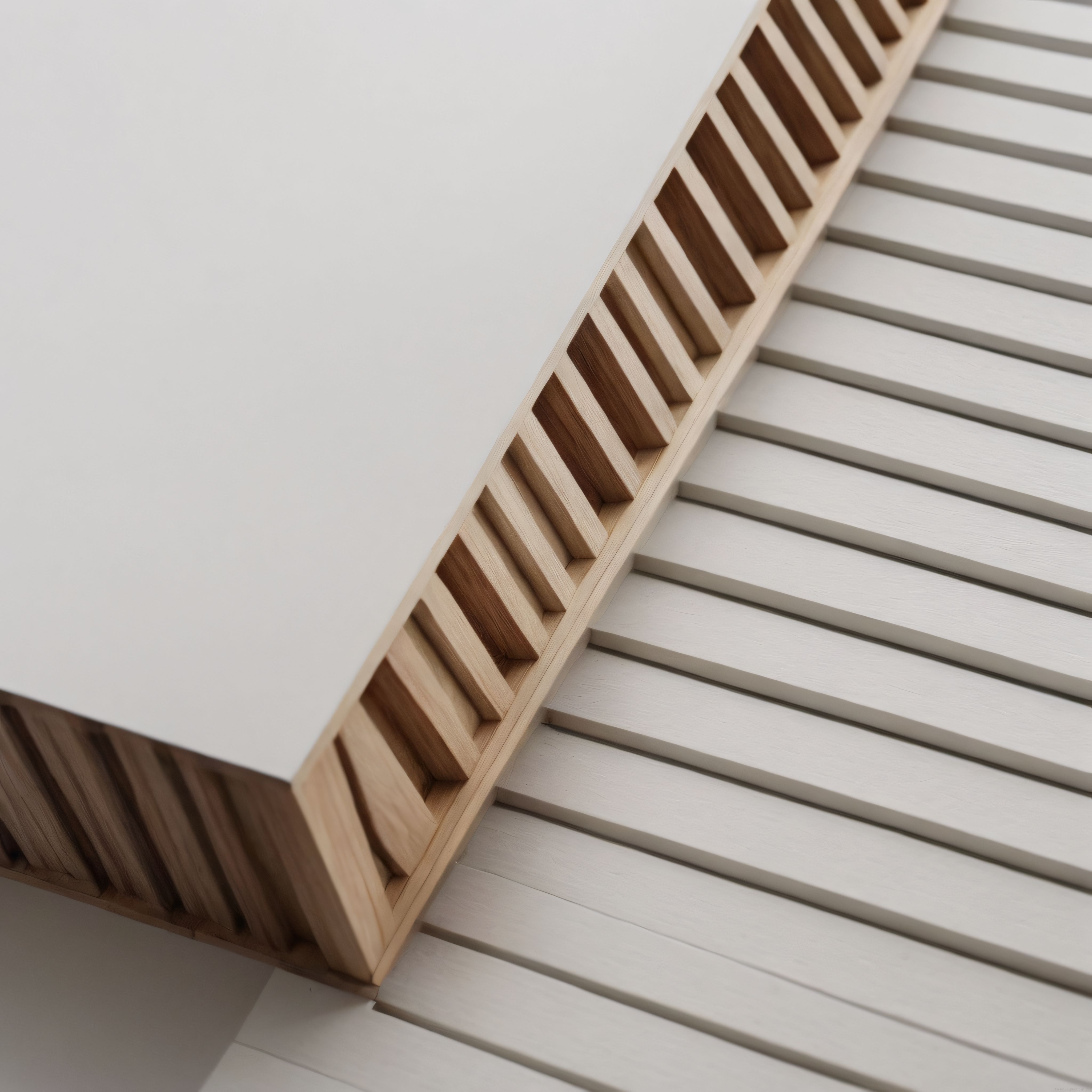 Minimalist İç Mekanda Ahşap Merdiven Detayı ve Modern Mimari Çizgiler