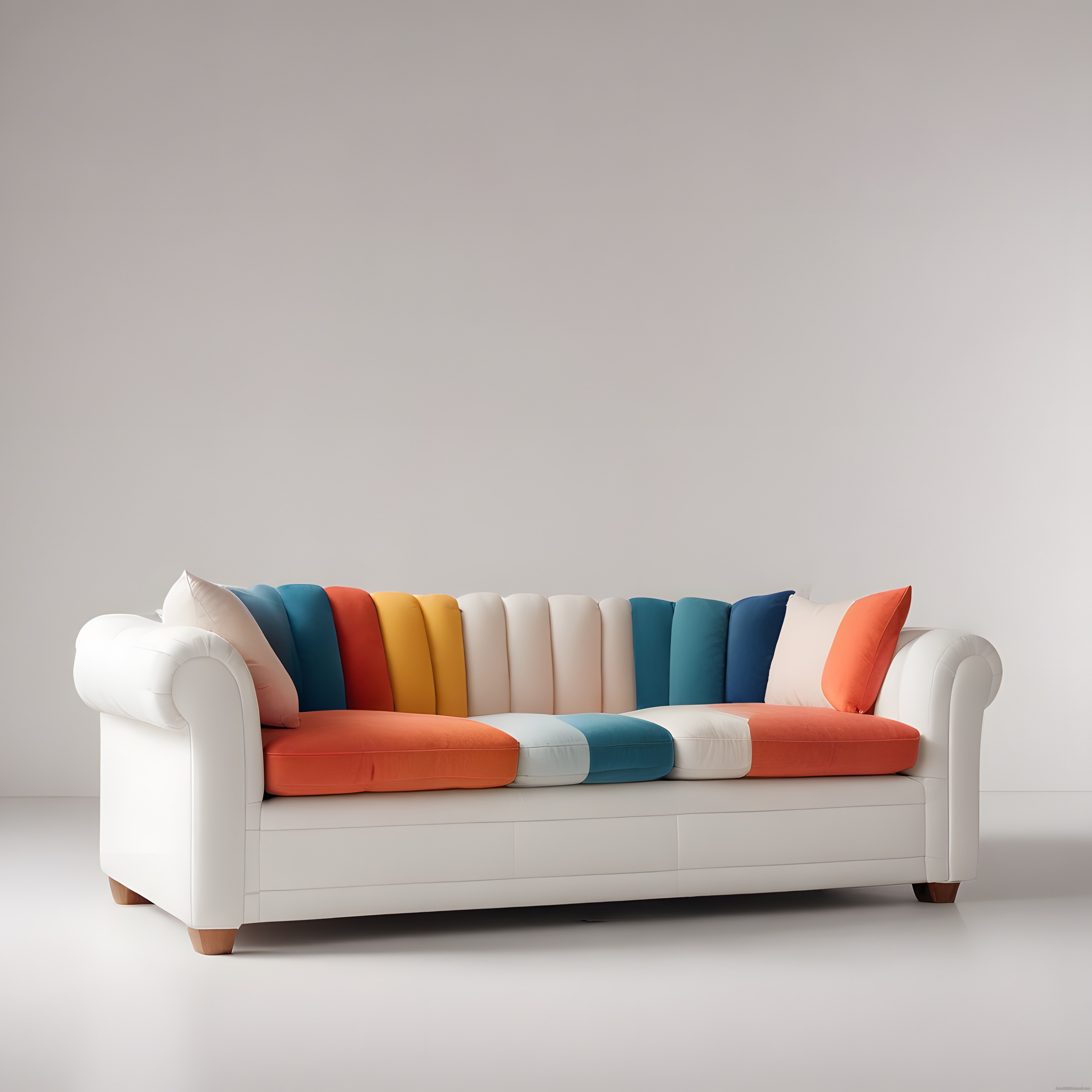 Minimalist İç Mekanda Renkli Yastıklı Modern Kanepe Dekorasyonu