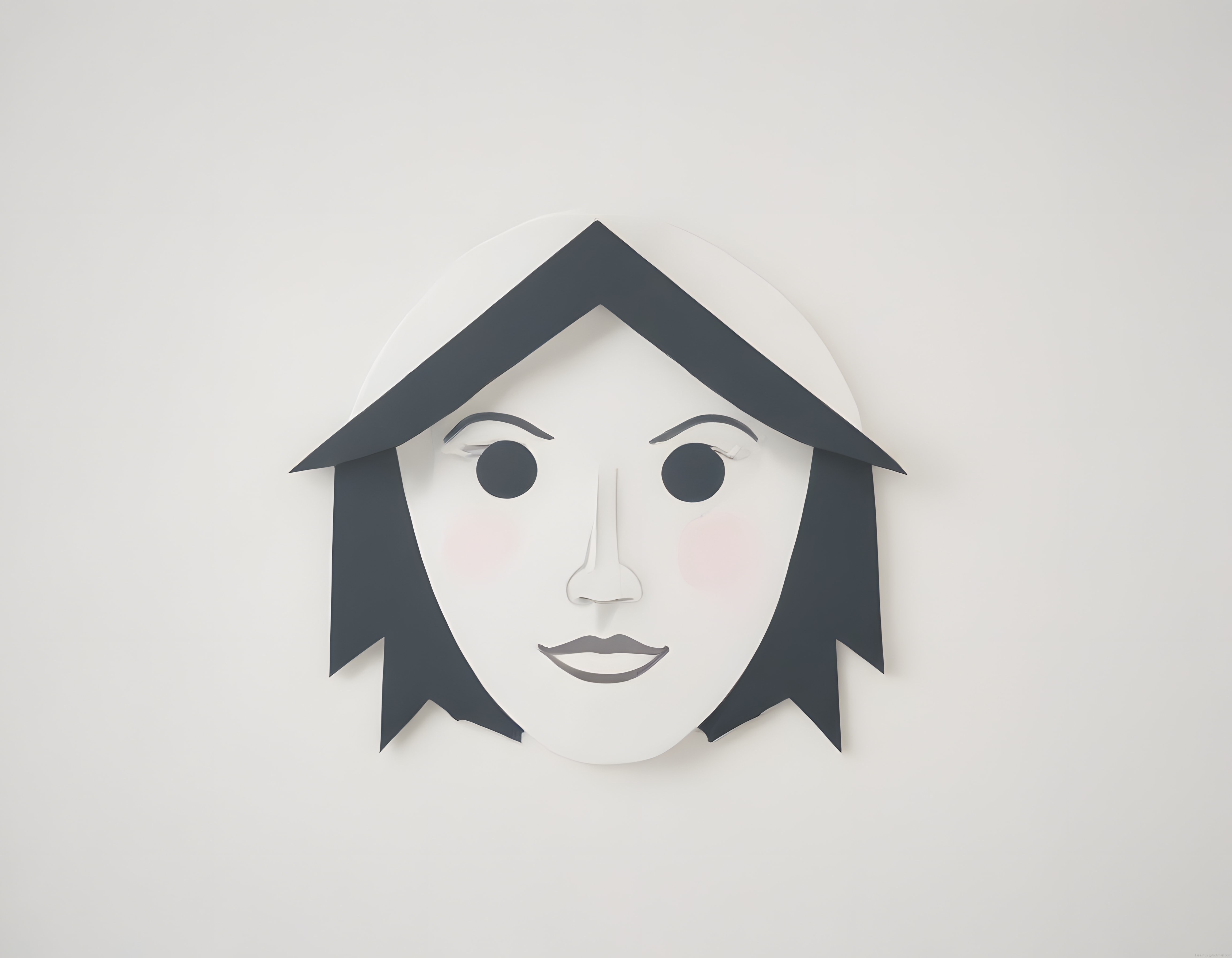 minimalist kağıt kesim tekniğiyle stilize kadın portresi duvar sanatı