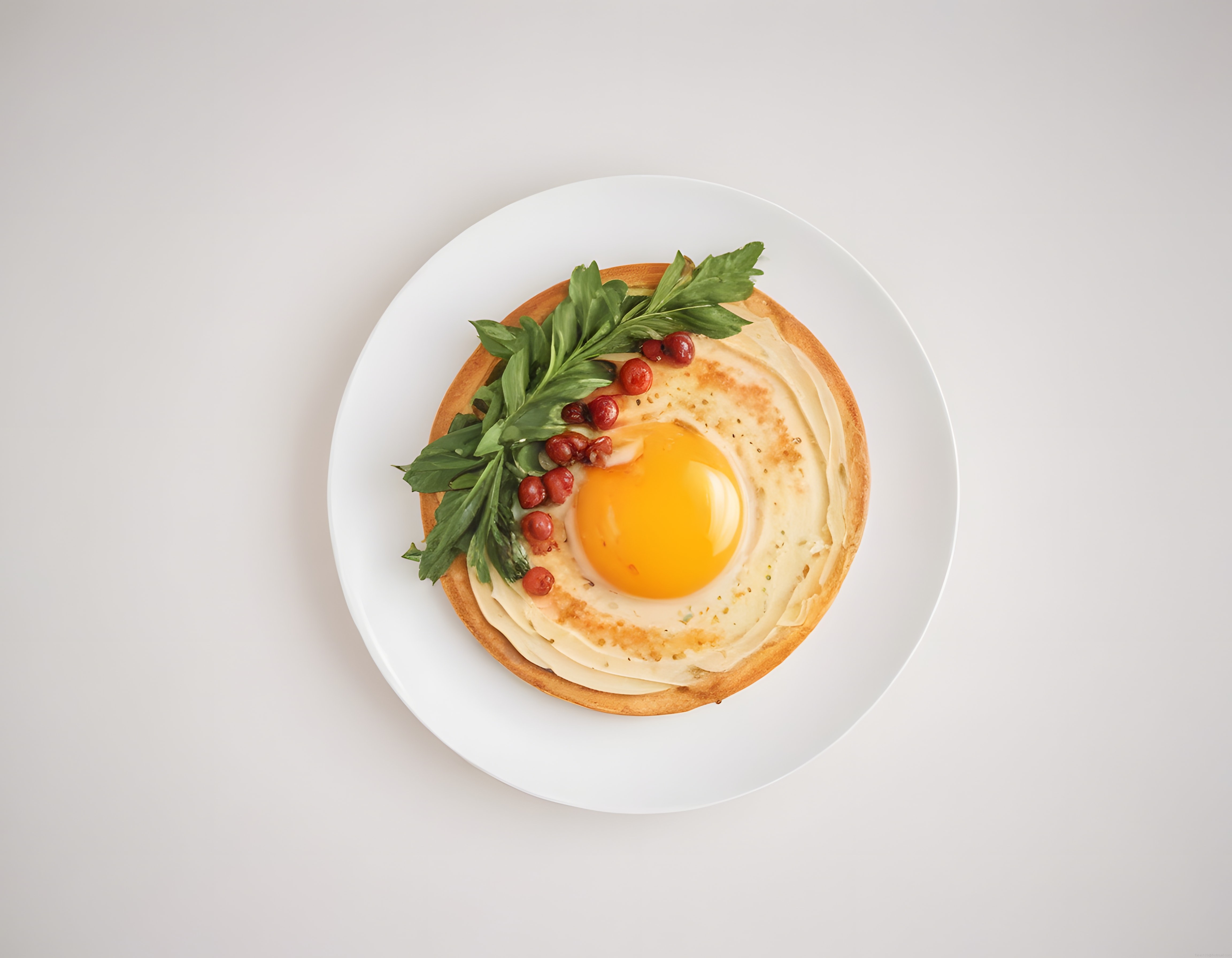 Minimalist Kahvaltı Tabağı: Sarısı Parlak Yumurta ve Taze Yeşillik