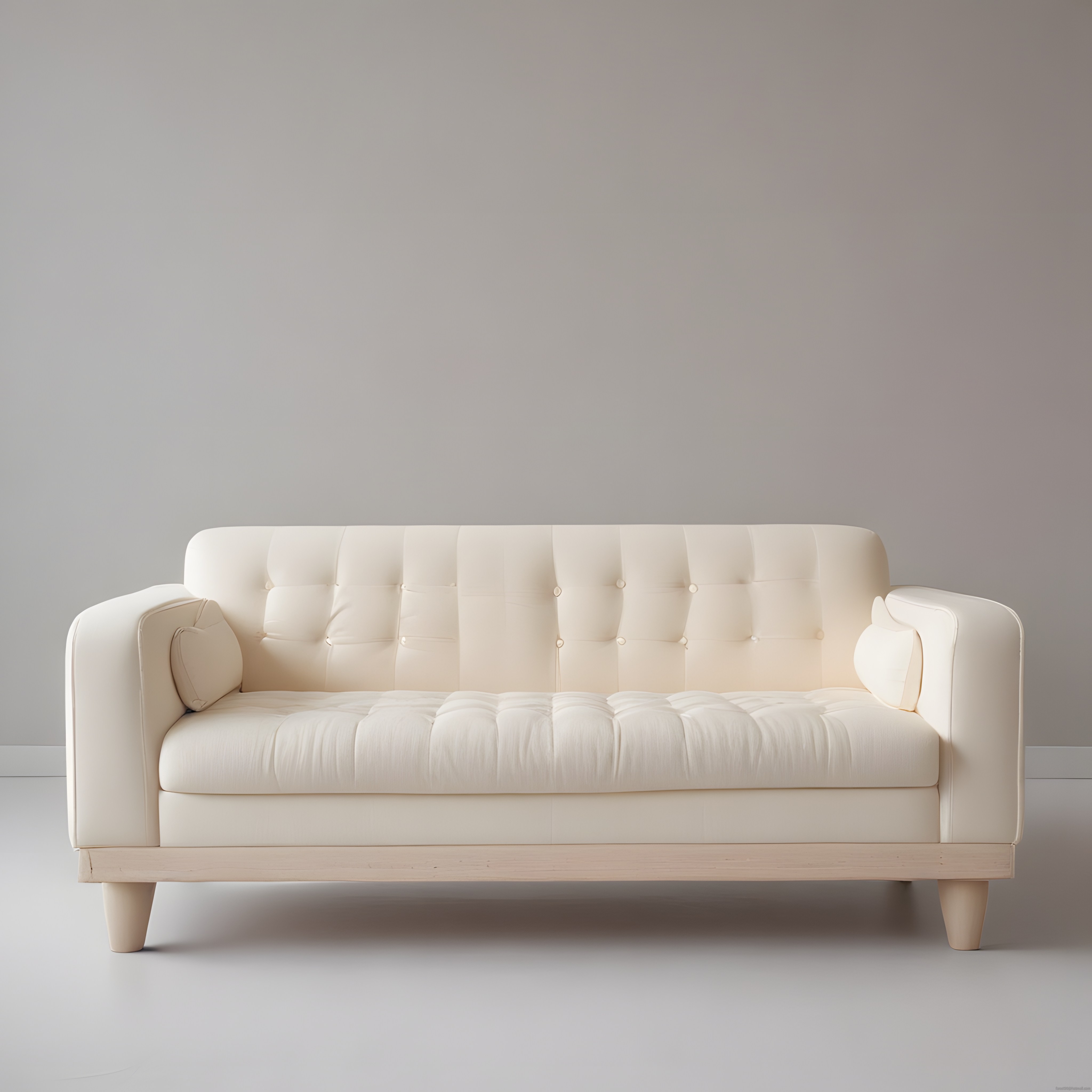 Minimalist Krem Rengi Düğmeli Kanepe ile Huzurlu ve Sade Salon Atmosferi