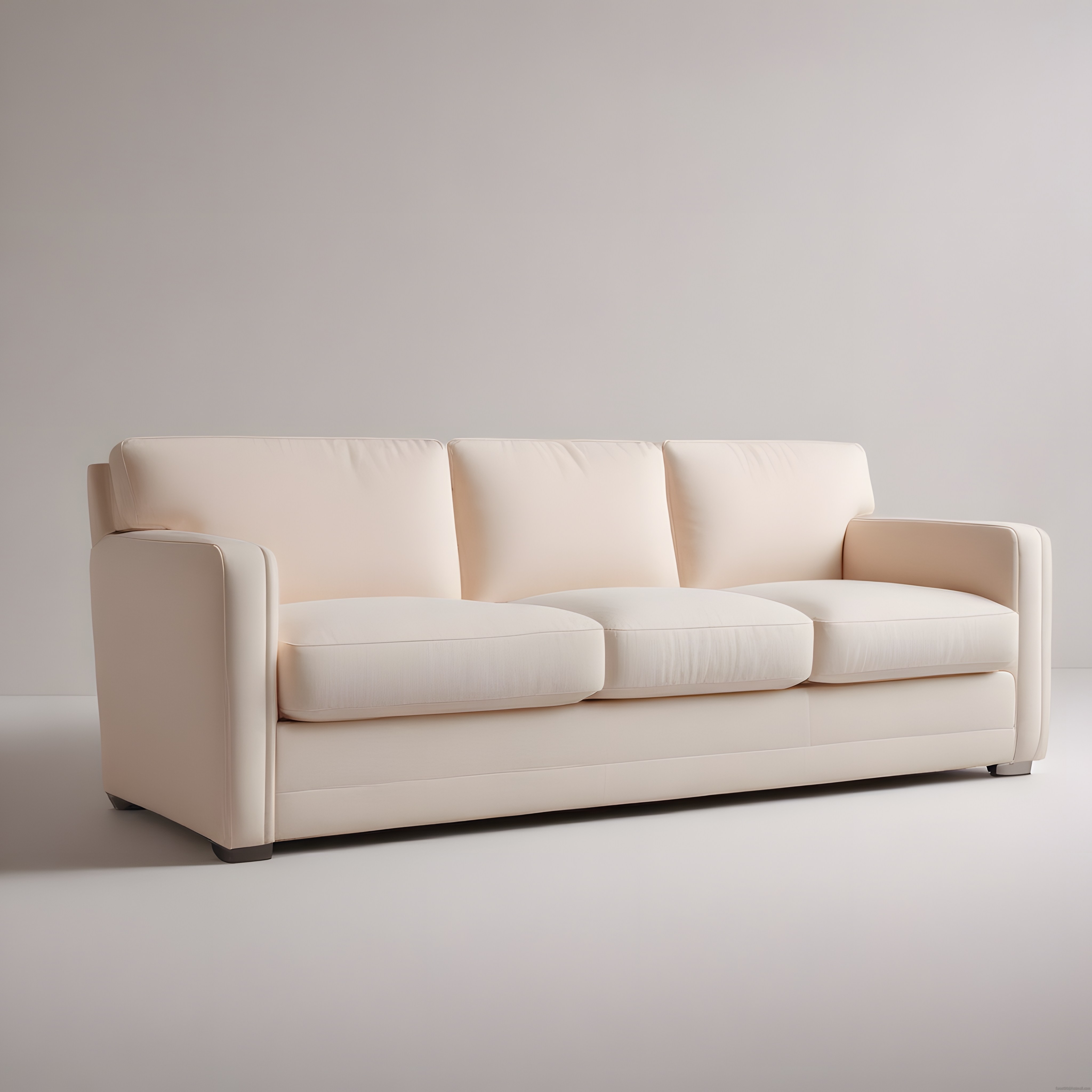 Minimalist Krem Rengi Üçlü Kanepe ile Sade ve Modern Salon Dekorasyonu