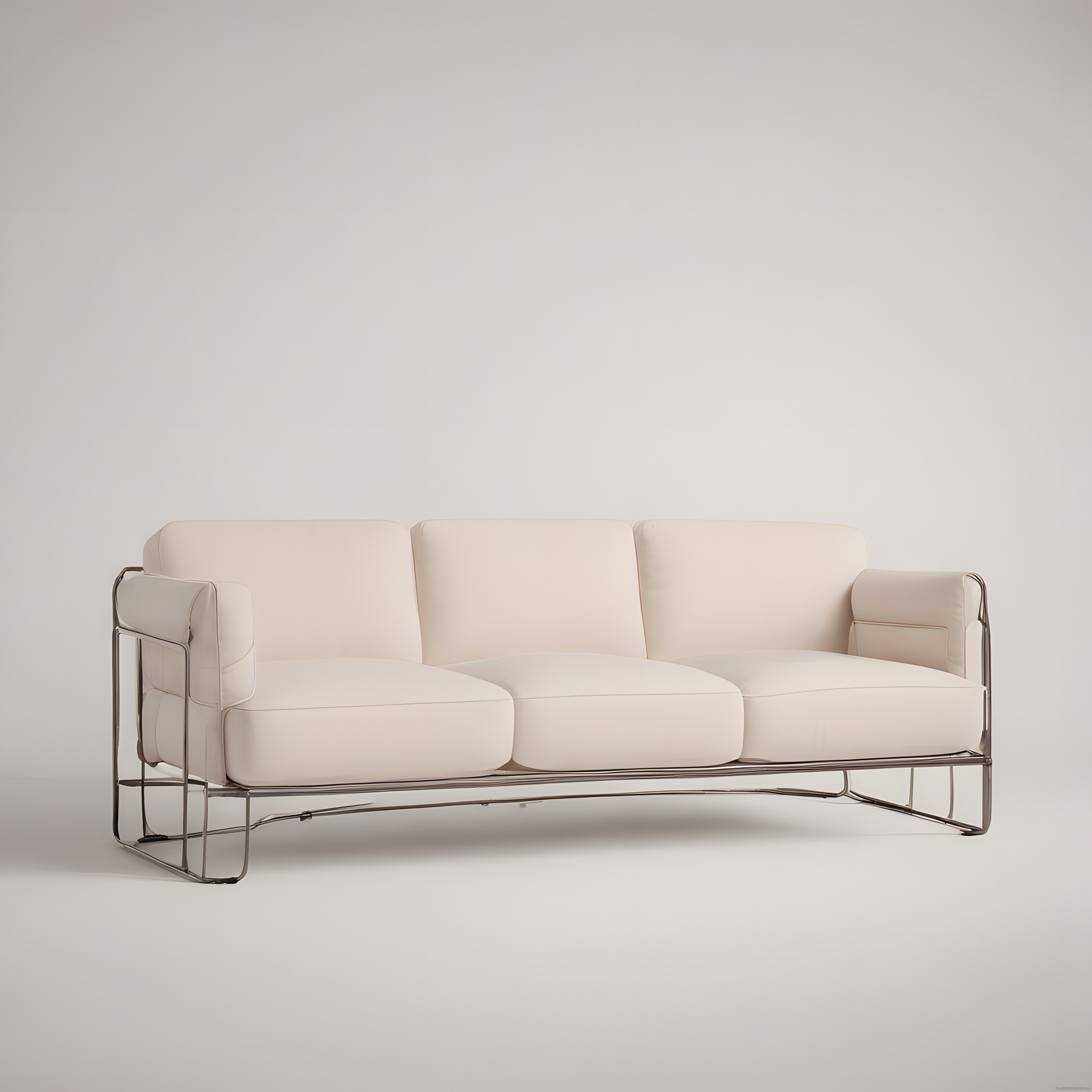 minimalist krem üçlü kanepe modern metal iskeletli lüks salon mobilyası