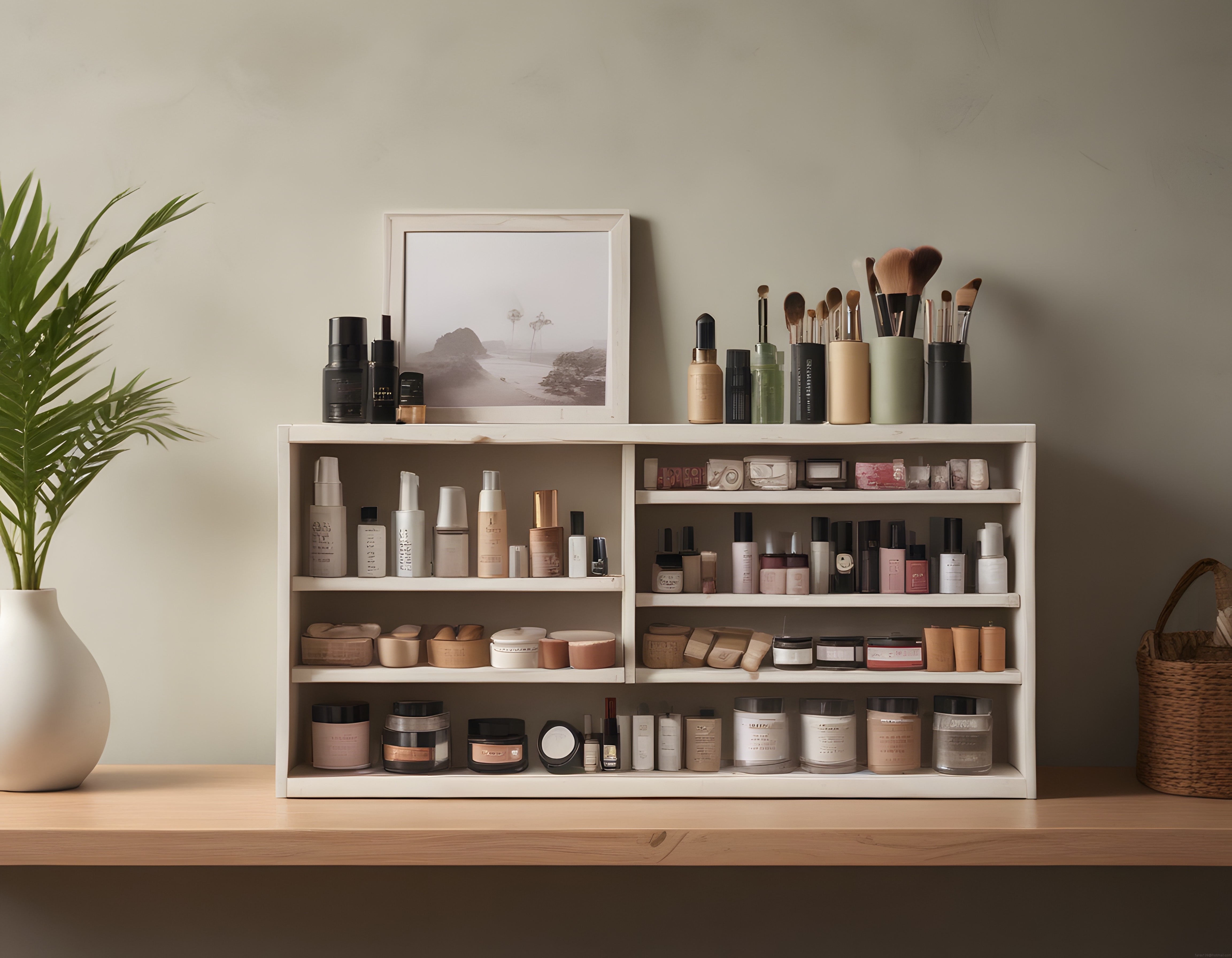 Minimalist Makyaj Köşesi: Düzenli Raf Düzeni ve Kozmetik Ürünler