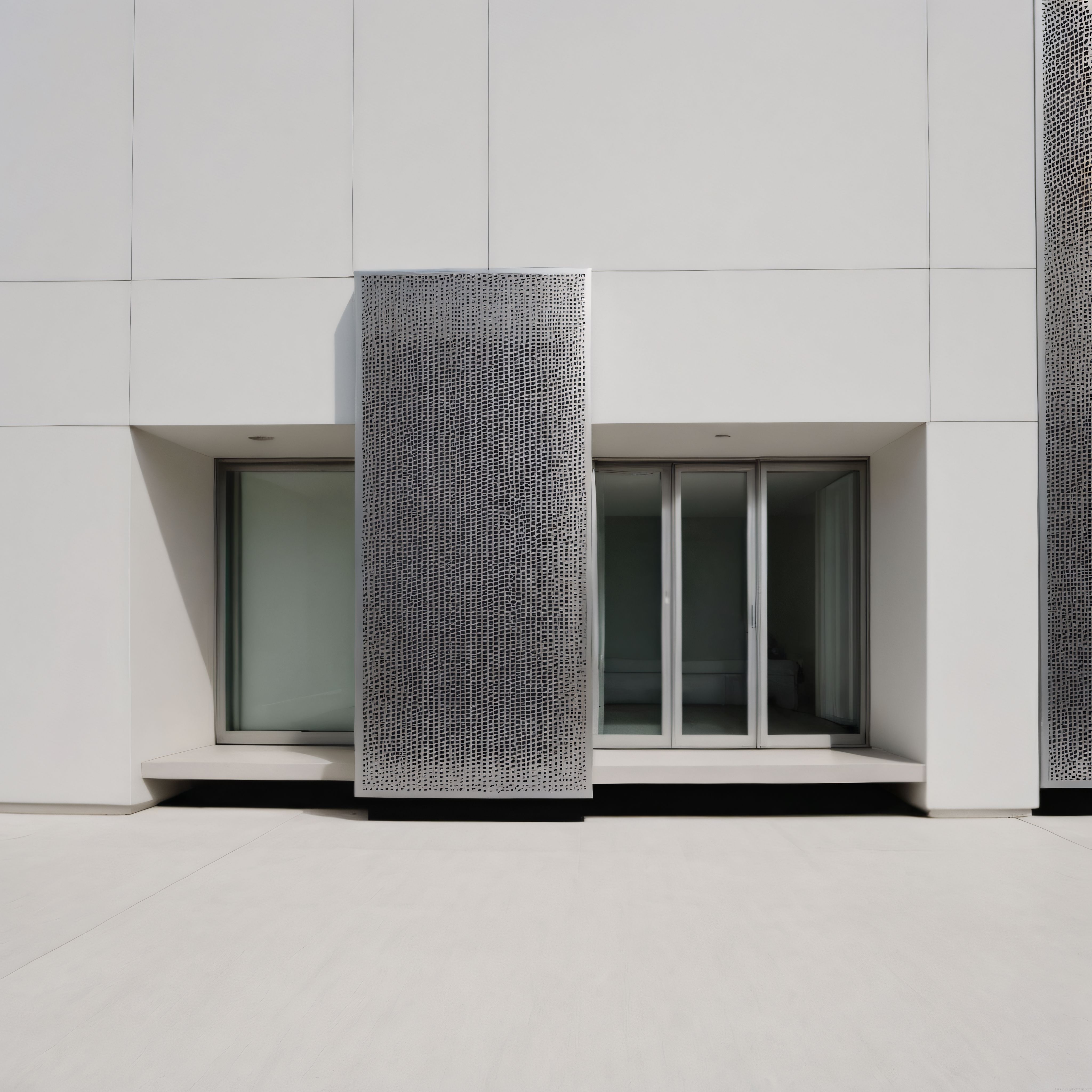 Minimalist Mimari Detay: Beyaz Cephe ve Perfore Metal Panel Uyumu