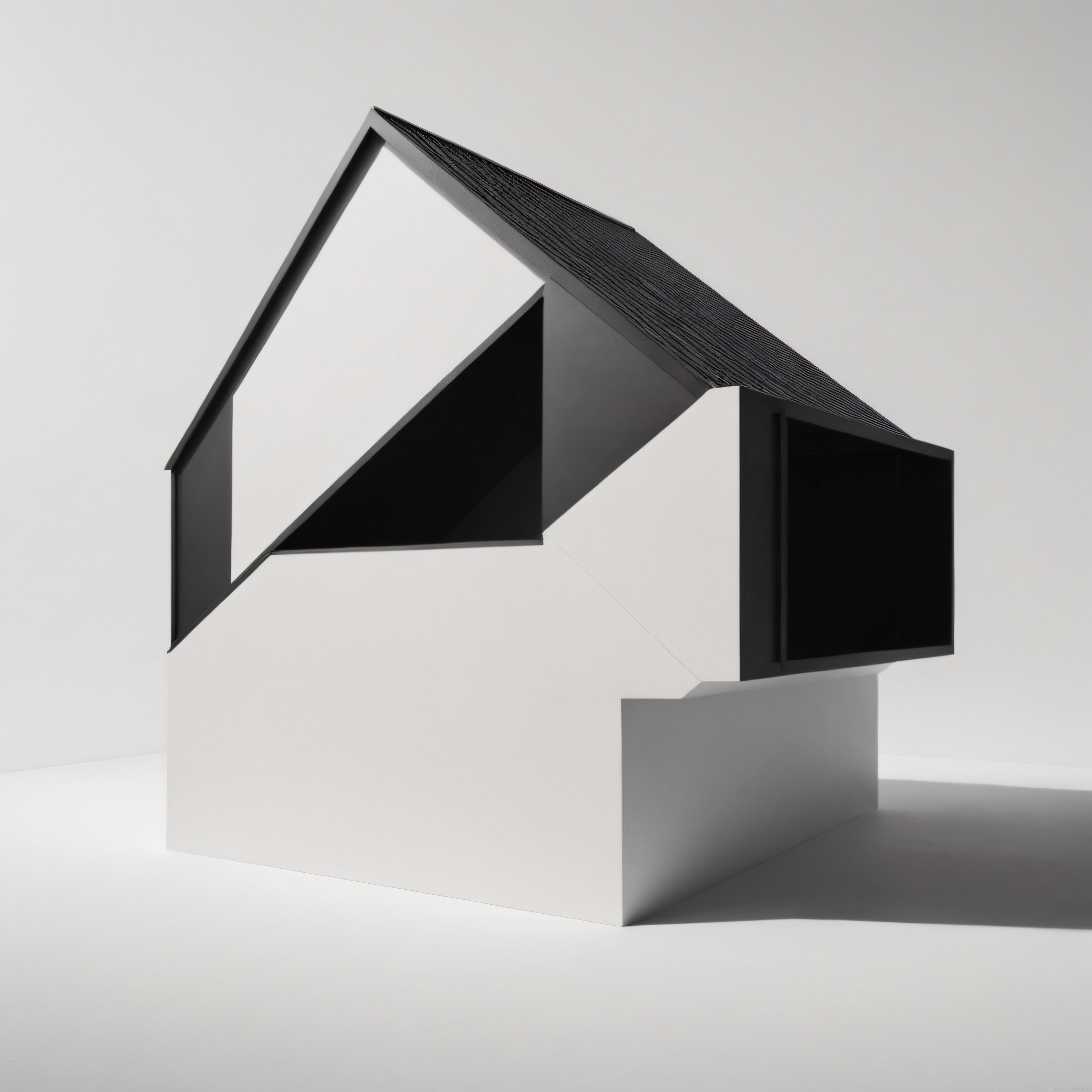 Minimalist Mimari Tasarım: Siyah Çatılı Geometrik Modern Ev Modeli