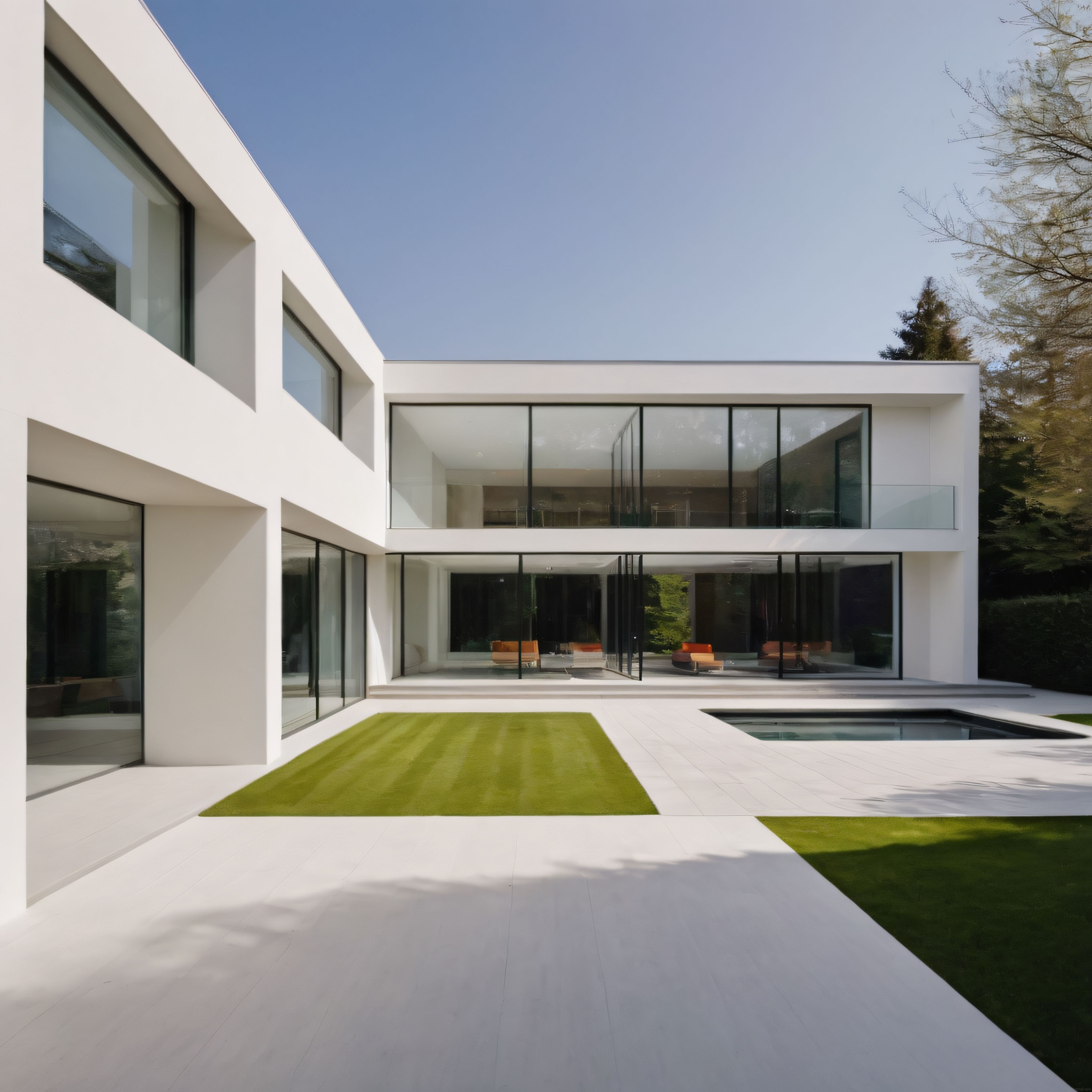 Minimalist Mimari ve Doğayla Uyumlu Bir Lüks Beyaz Modern Villa