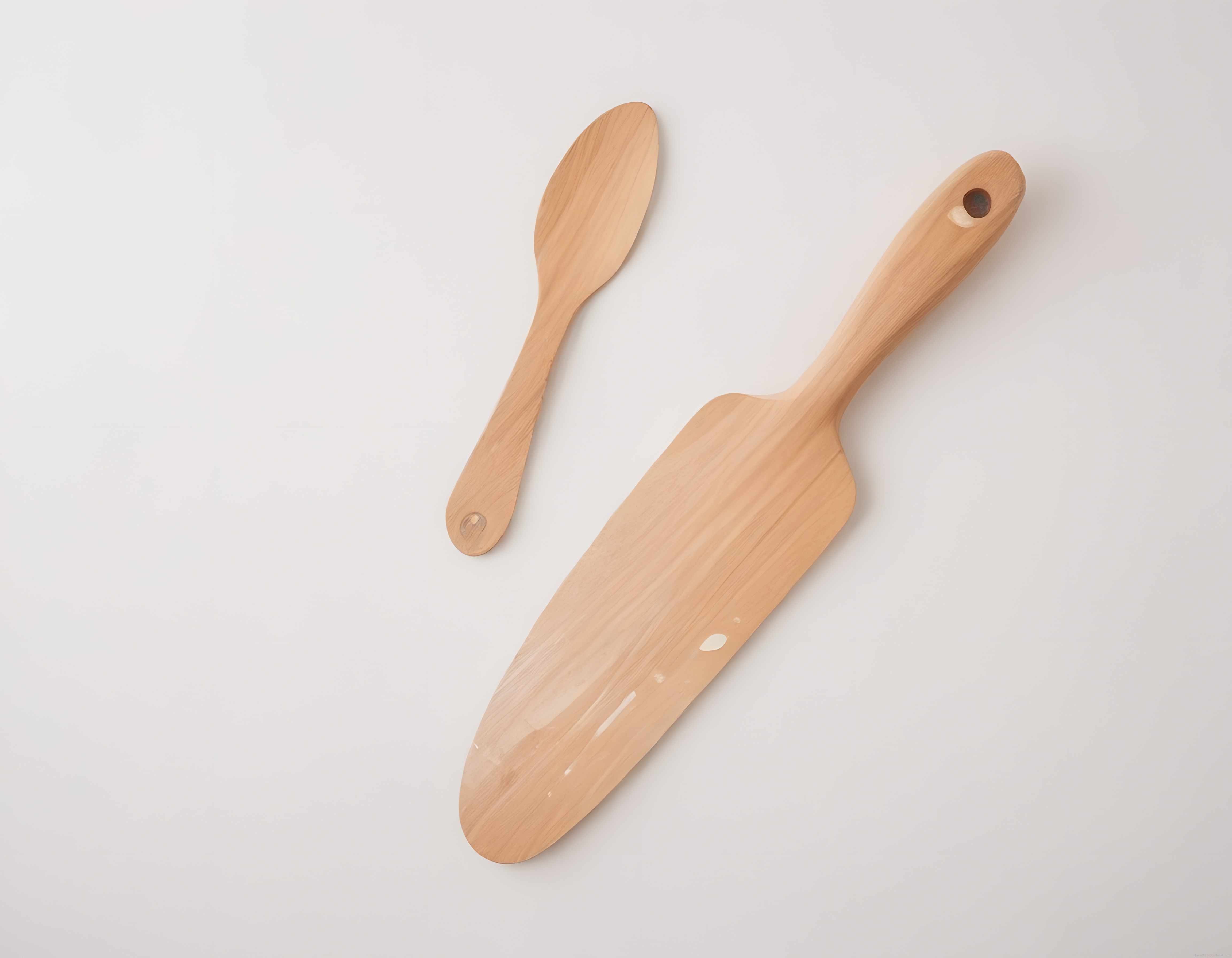 Minimalist Mutfak Dekorasyonu: Doğal Ahşap Spatula ve Servis Kaşığı