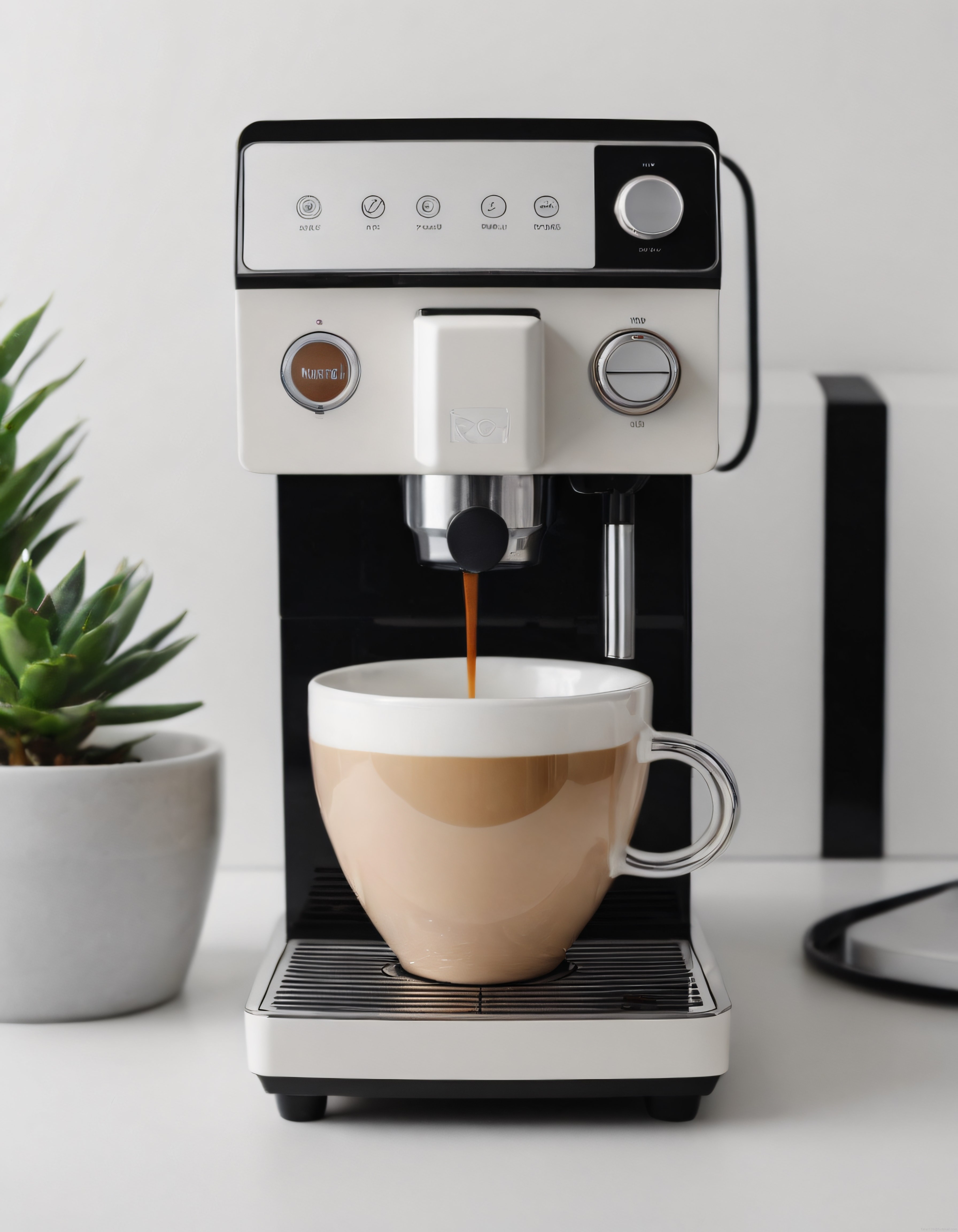 Minimalist Mutfakta Şık Espresso Makinesiyle Taze Kahve Hazırlığı