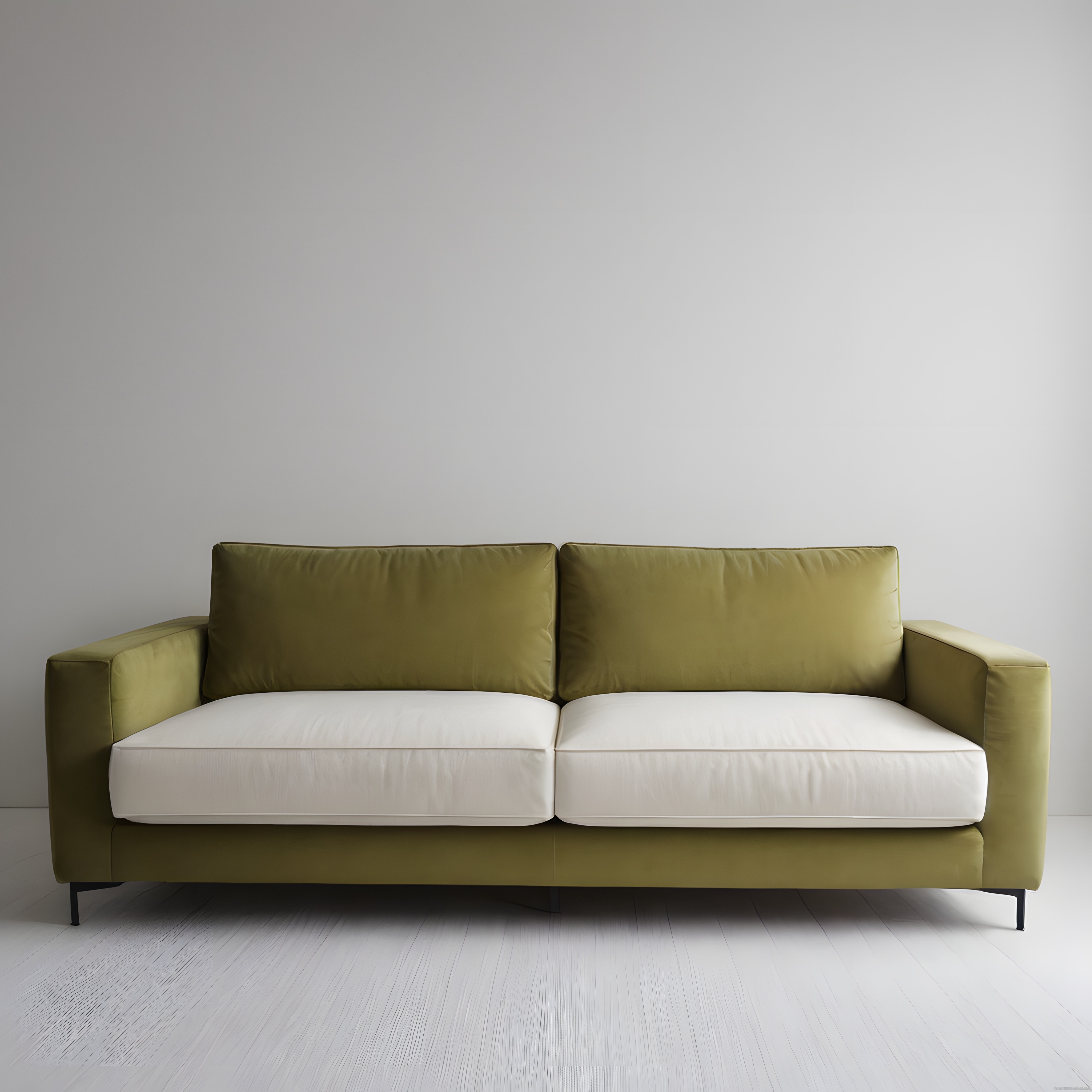 Minimalist Oturma Odası: Modern Zeytin Yeşili İkili Kanepe ve Şık Dekor