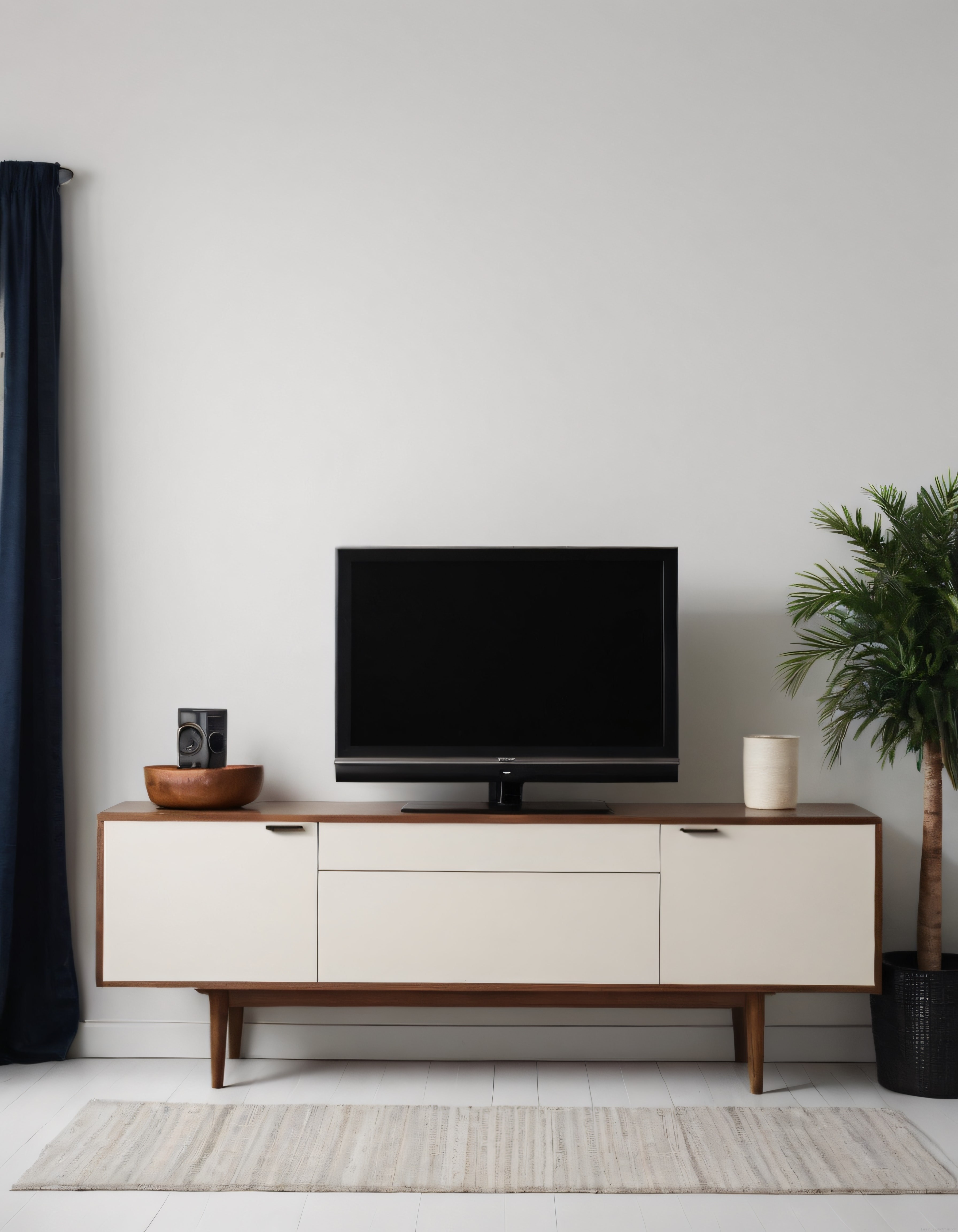 Minimalist Oturma Odası: TV Ünitesi ve Skandinav Dekorasyon Detayları