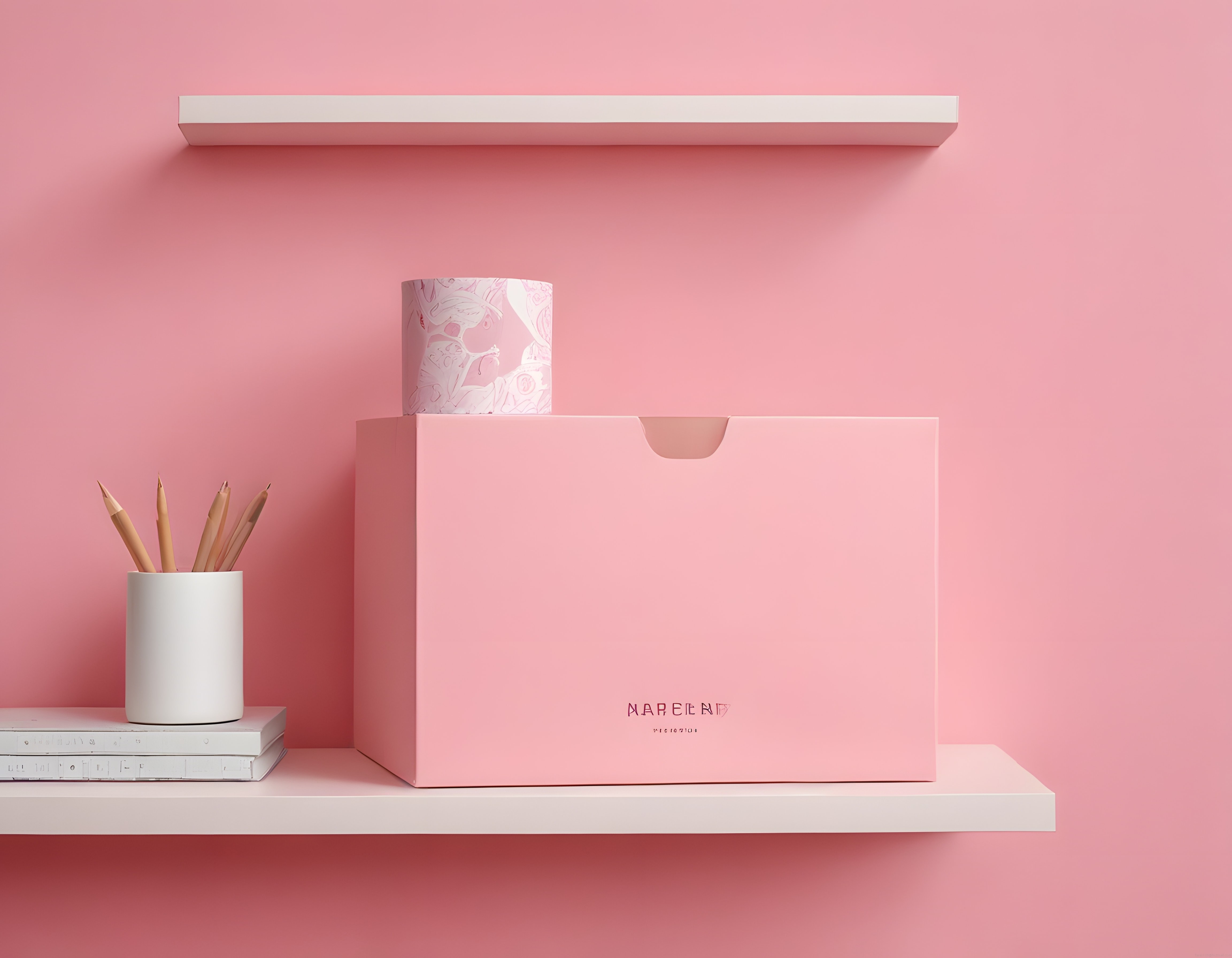 Minimalist Pastel Pembe Çalışma Odası Dekorasyonu ile Şık Raf Düzenleme Fikirleri