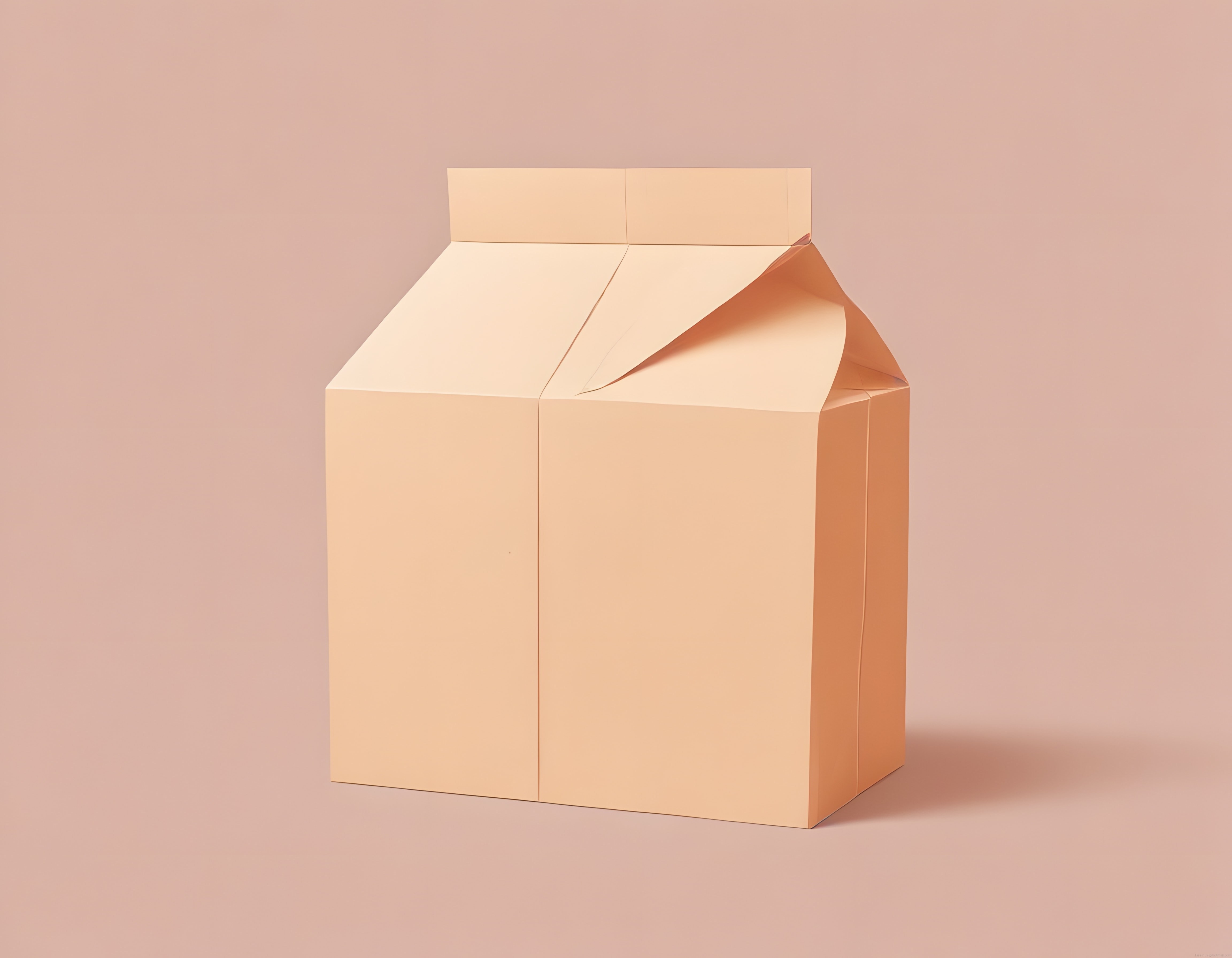 Minimalist Pembe Arka Planda El Yapımı Kağıt Süt Kutusu Tasarımı
