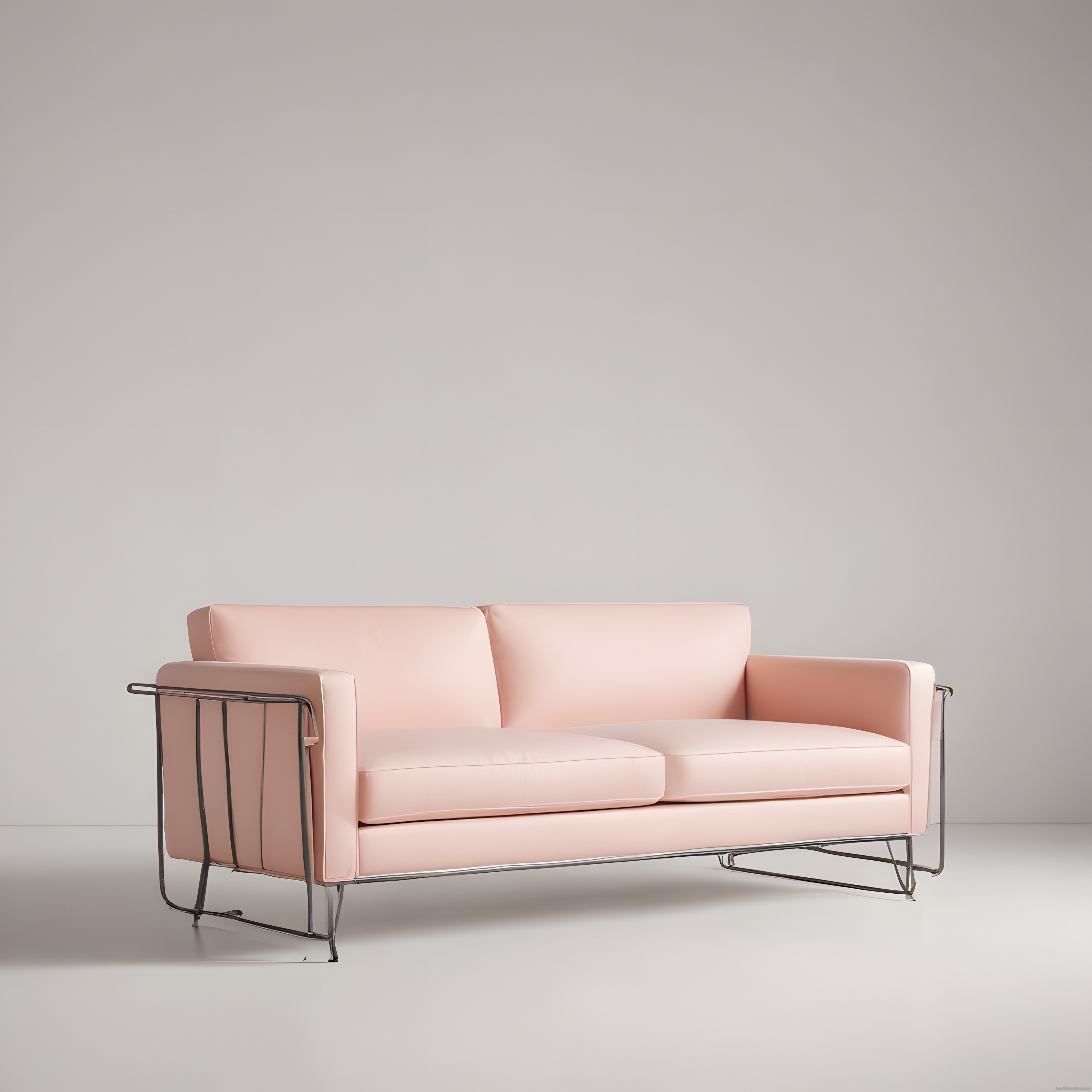 Minimalist Pembe İkili Kanepe: Modern Metal İskeletli Tasarım Mobilya