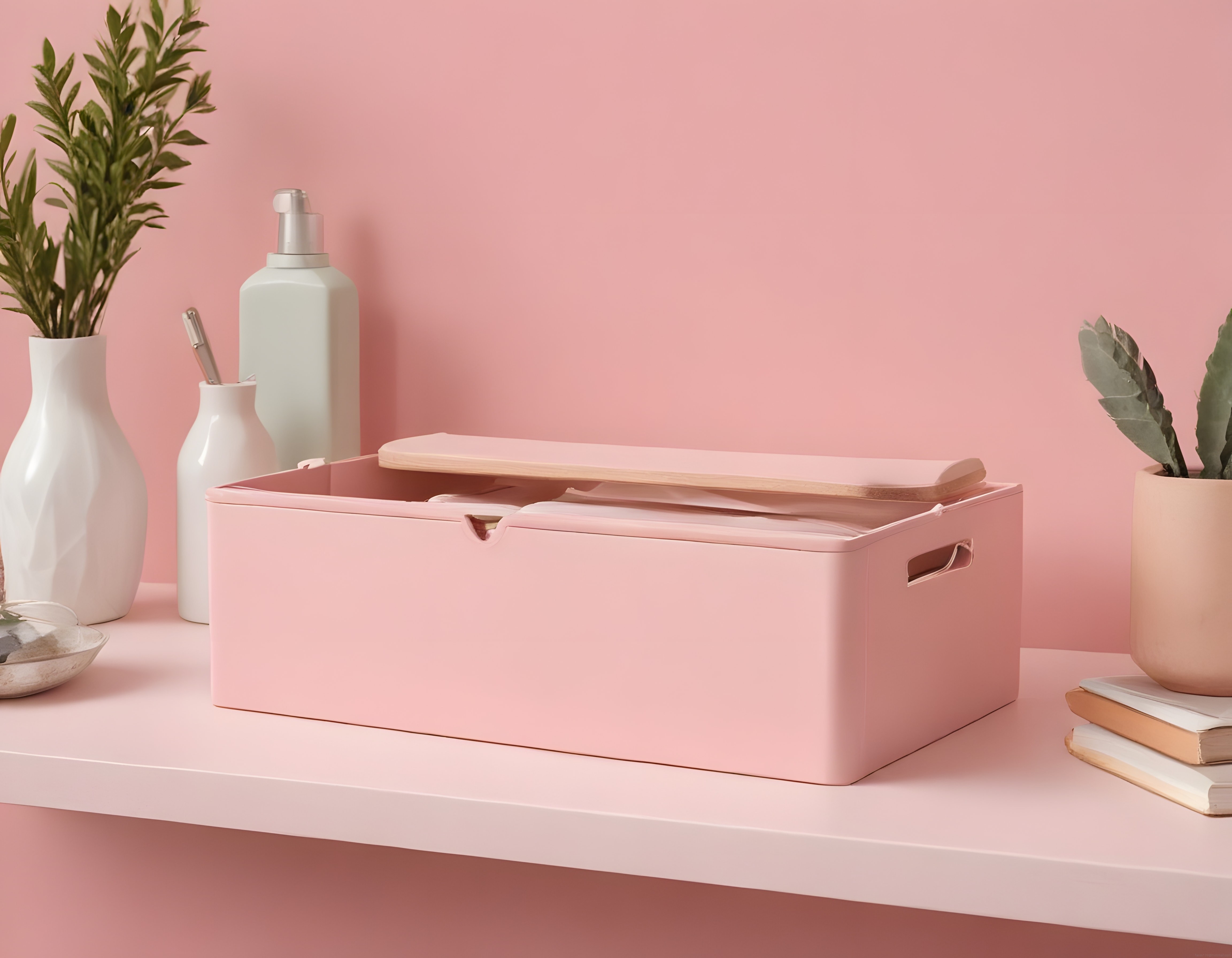 Minimalist Pudra Pembe Masa Üstü Düzenleyici ve Modern Ev Dekorasyonu