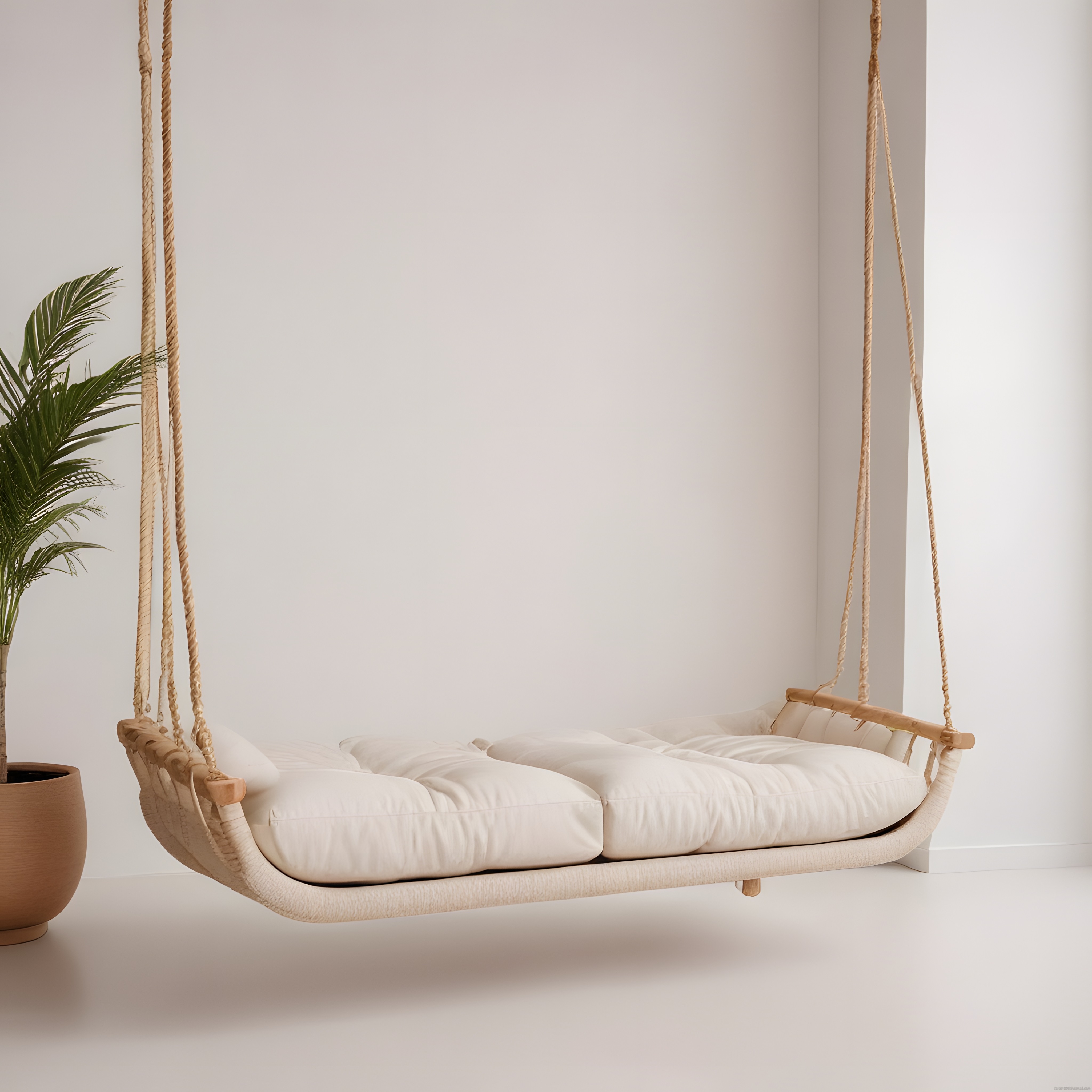 Minimalist Salıncak Koltuk ve Salon Bitkisiyle Huzurlu Ev Dekorasyonu Minimalist Salıncak Koltuk ve Salon Bitkisiyle Huzurlu Ev Dekorasyonu