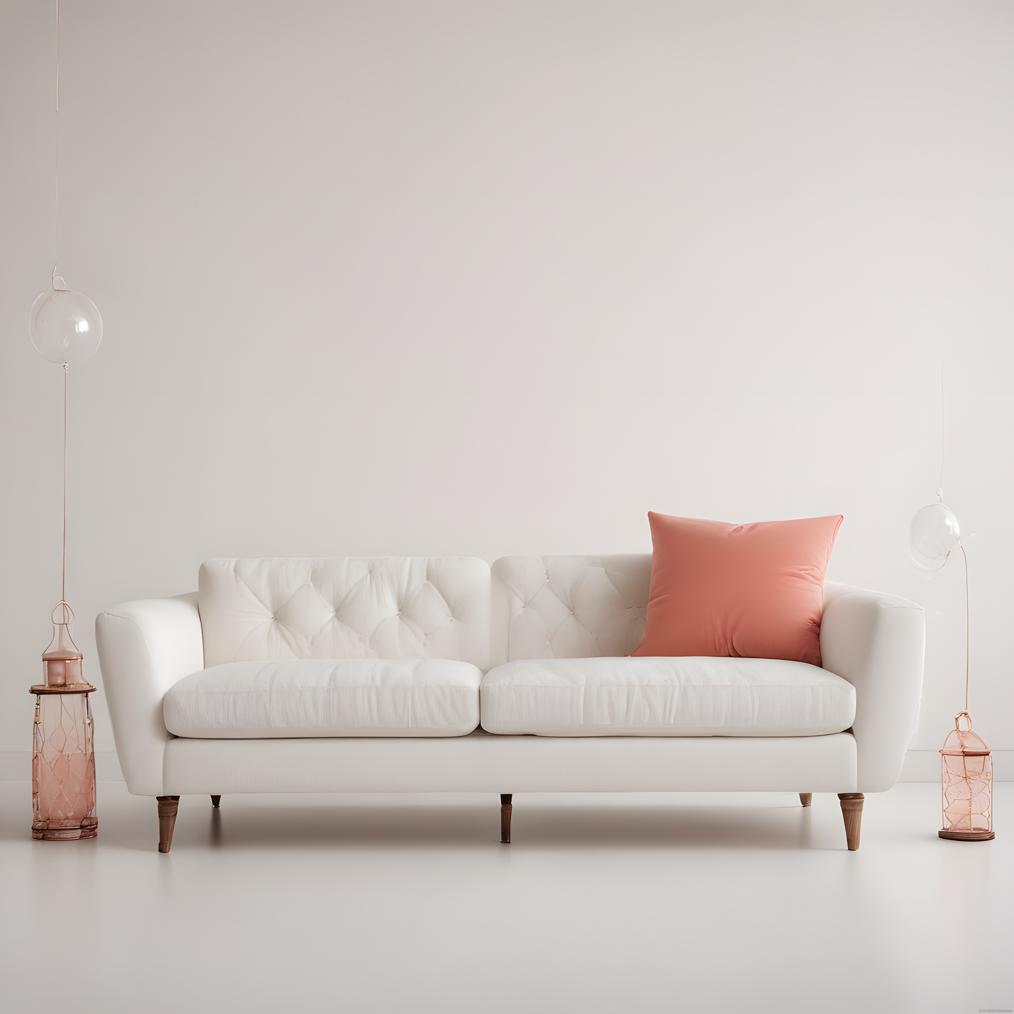 Minimalist Salon Dekorasyonu: Beyaz Kanepe ve Rose Gold Detaylar