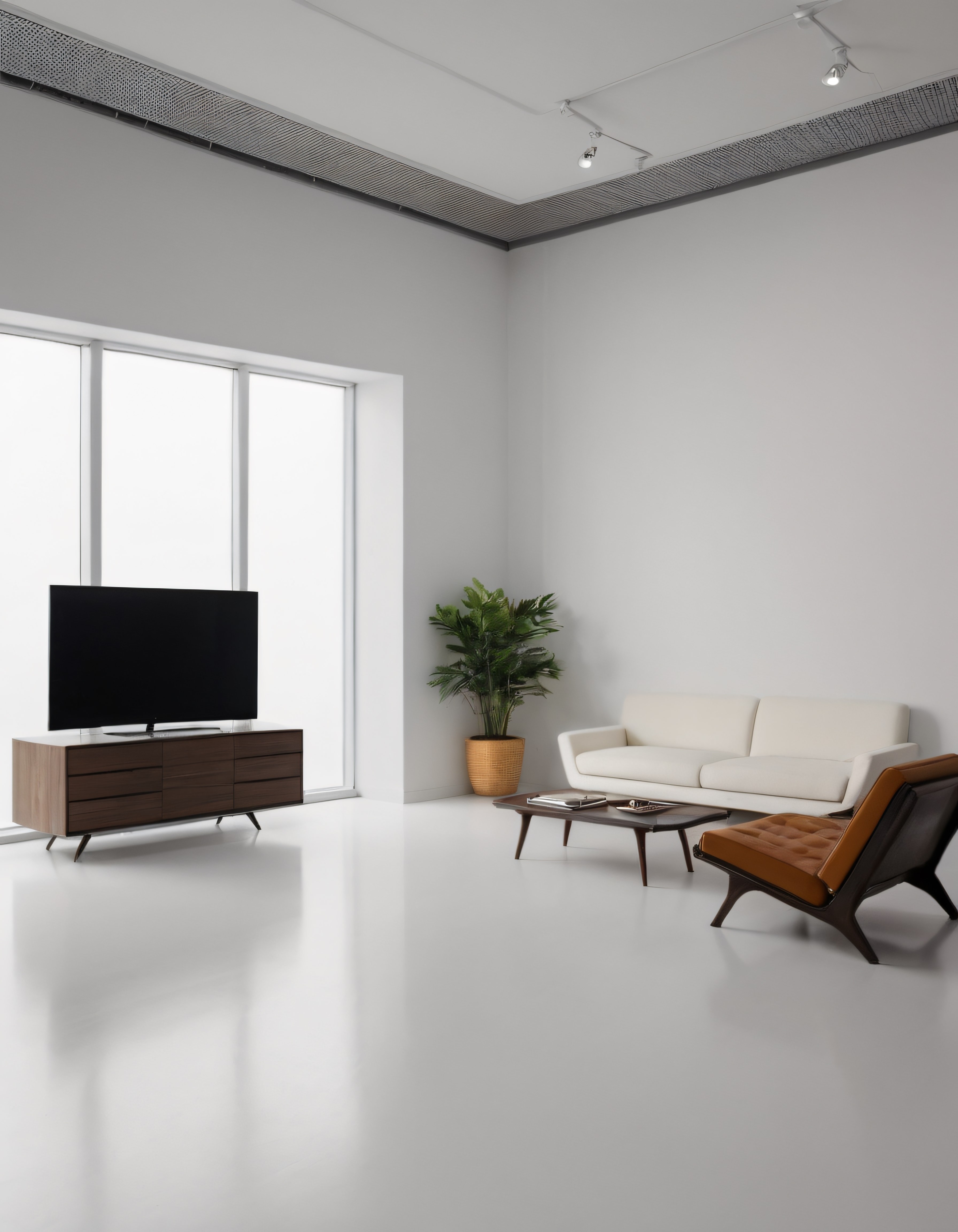 Minimalist Salon Dekorasyonu: Beyaz ve Ahşap Detaylarla Modern Yaşam Alanı