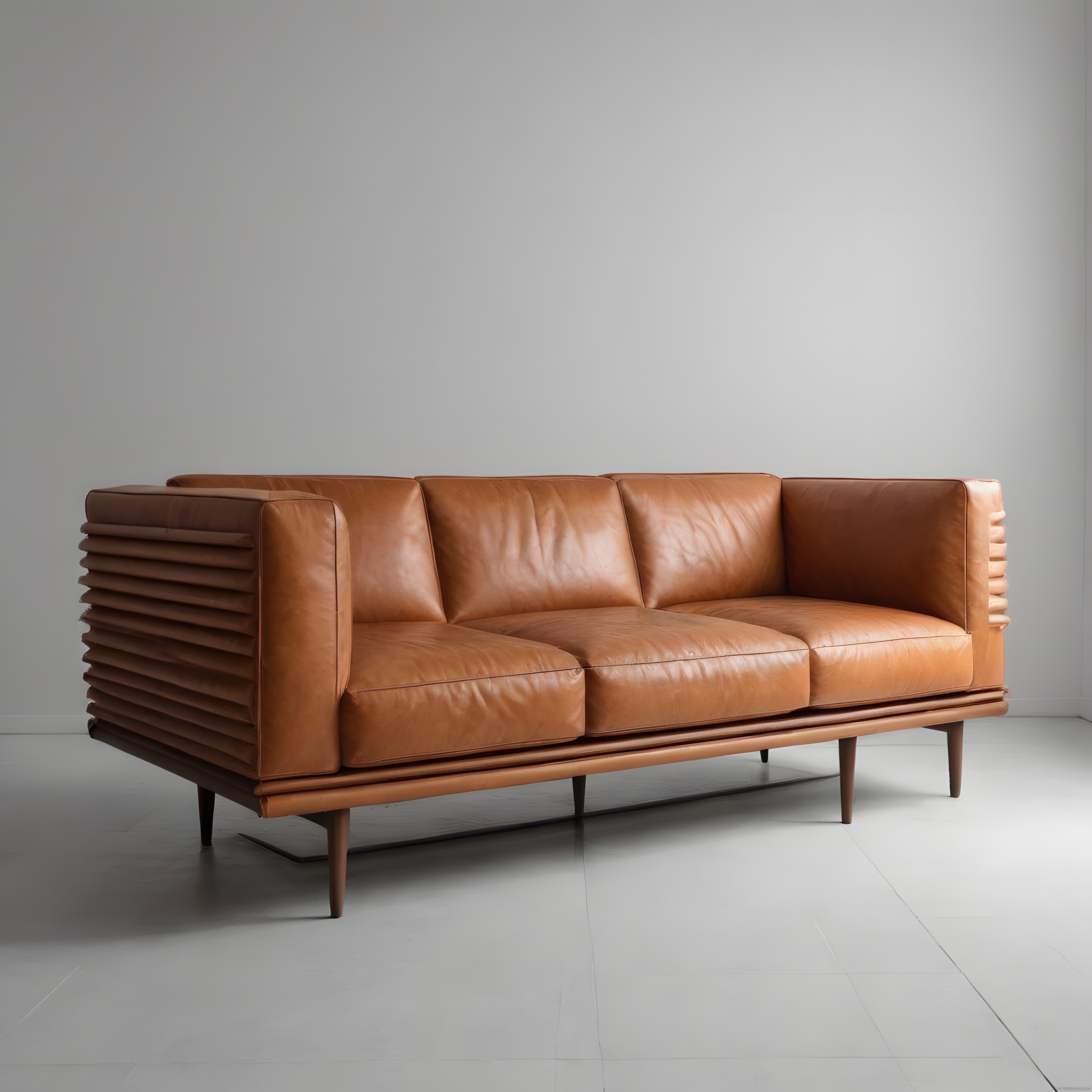 Minimalist Salon Dekorasyonu: Modern Deri Kanepe ve Beyaz İç Mekan Tasarımı