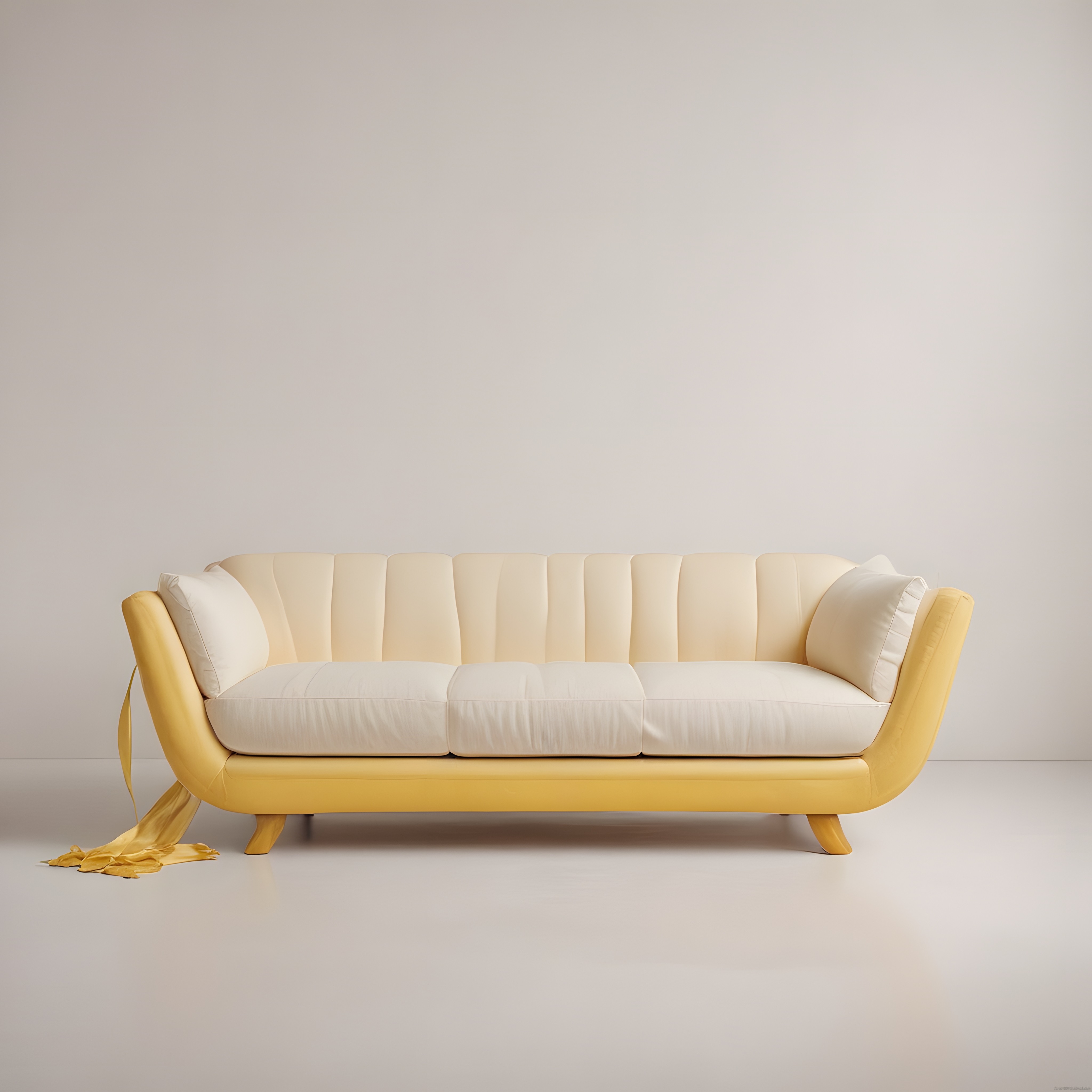 Minimalist Sarı ve Beyaz Modern Kanepe ile Sade Mekan Tasarımı