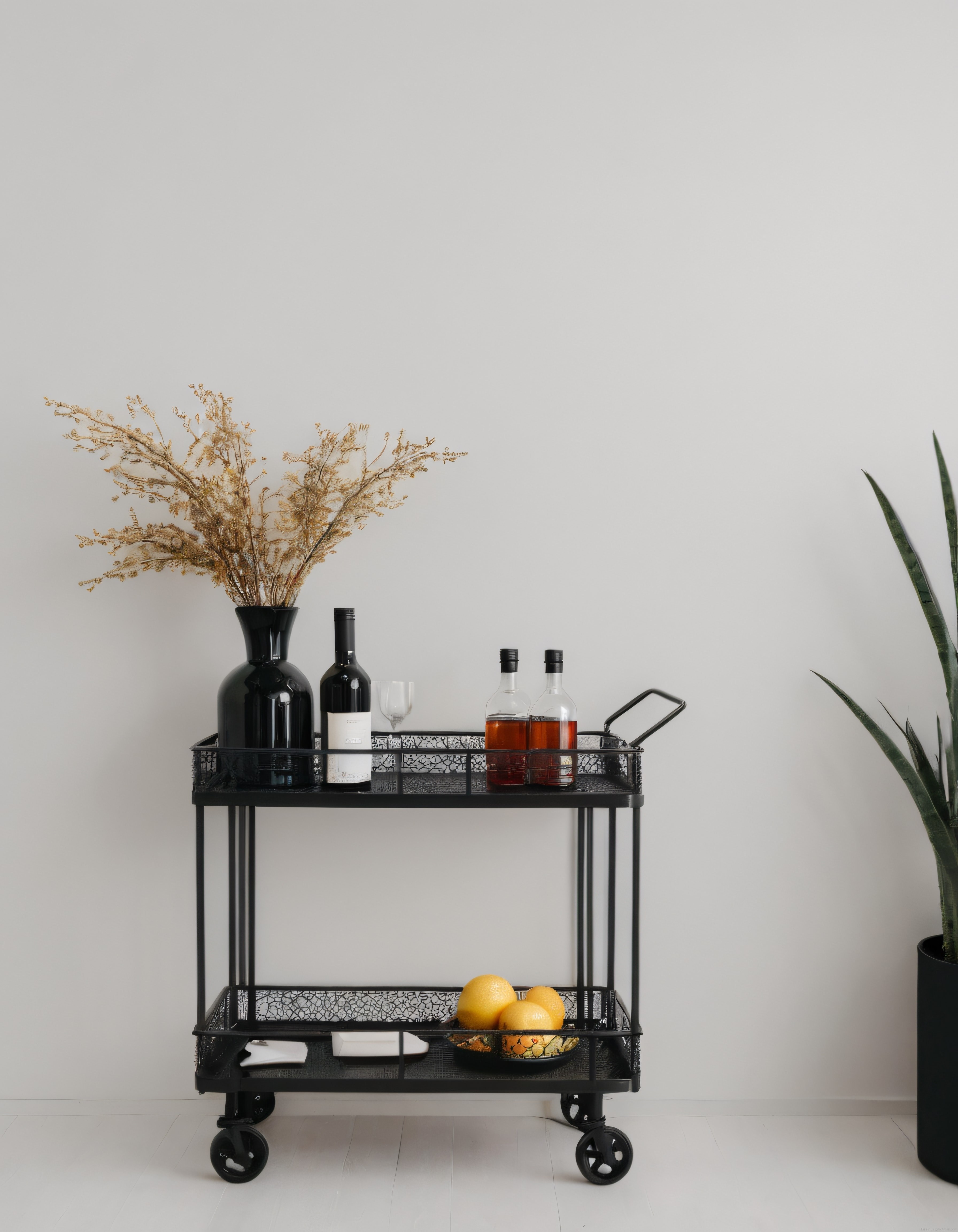 Minimalist Siyah Bar Arabası Dekorasyonu ve Modern Ev İçi Stil İpuçları