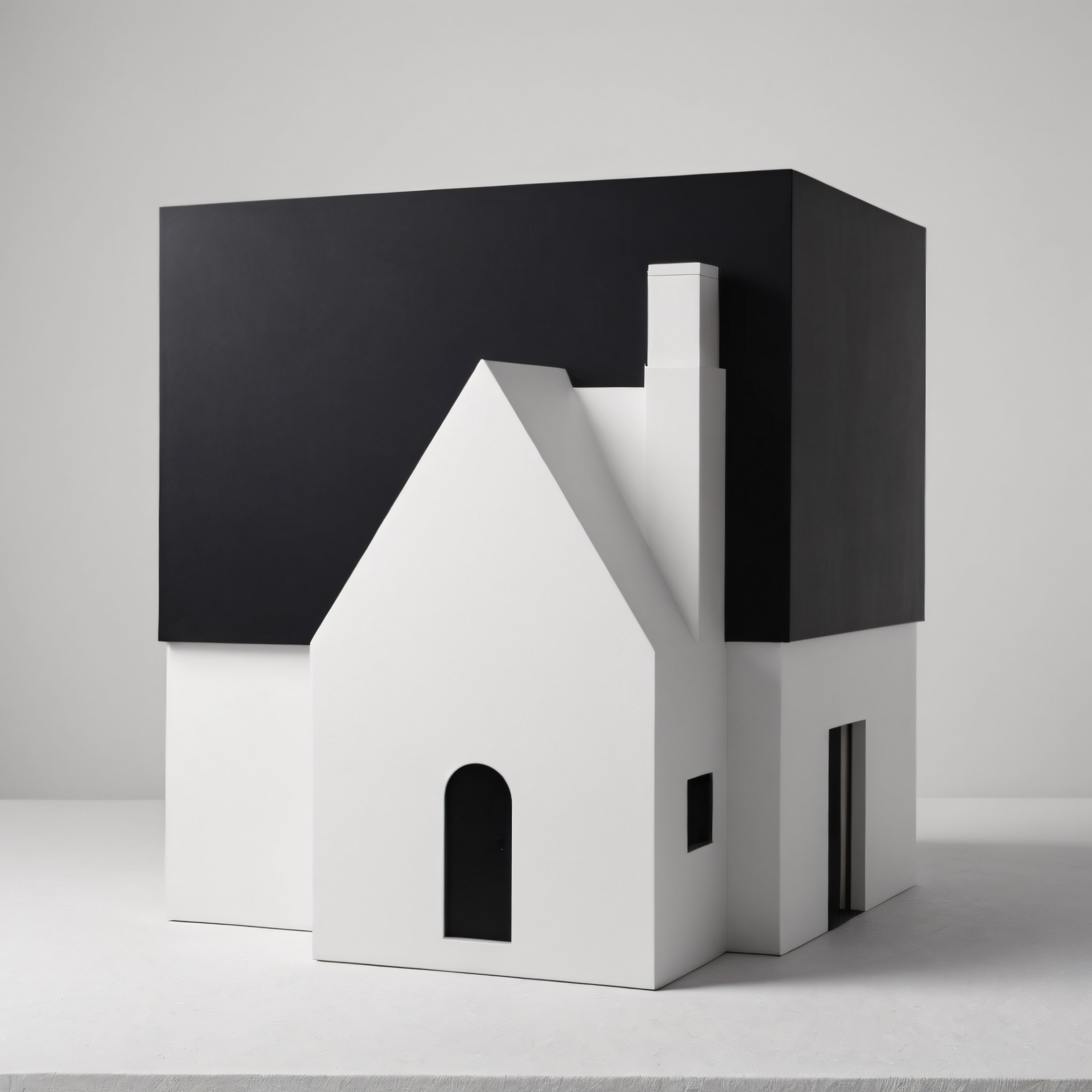 Minimalist Siyah Beyaz Geometrik Yapı ve Soyut Mimari Tasarım