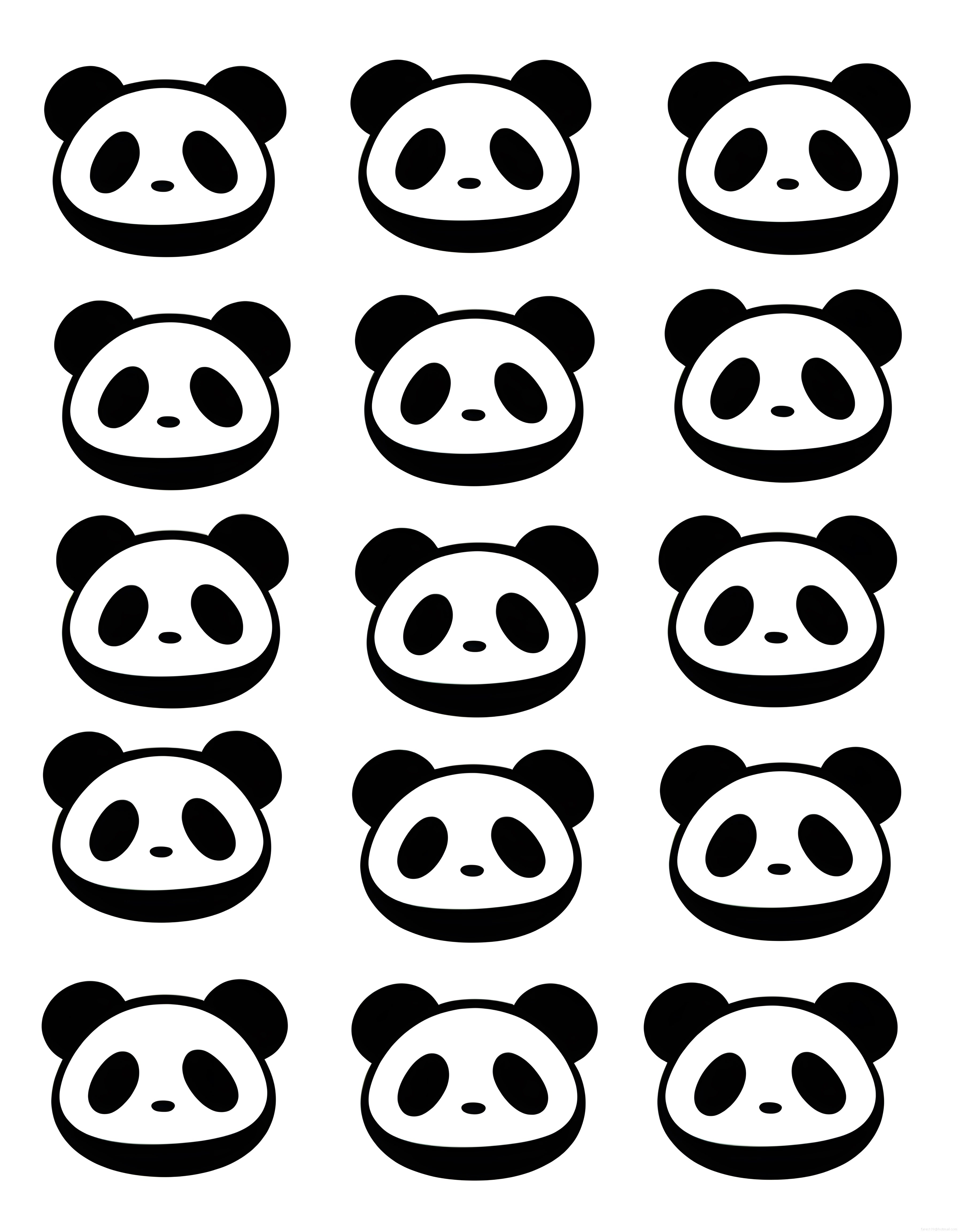 Minimalist Siyah Beyaz Sevimli Panda Yüzleri Tekrarlayan Desen Duvar Kağıdı