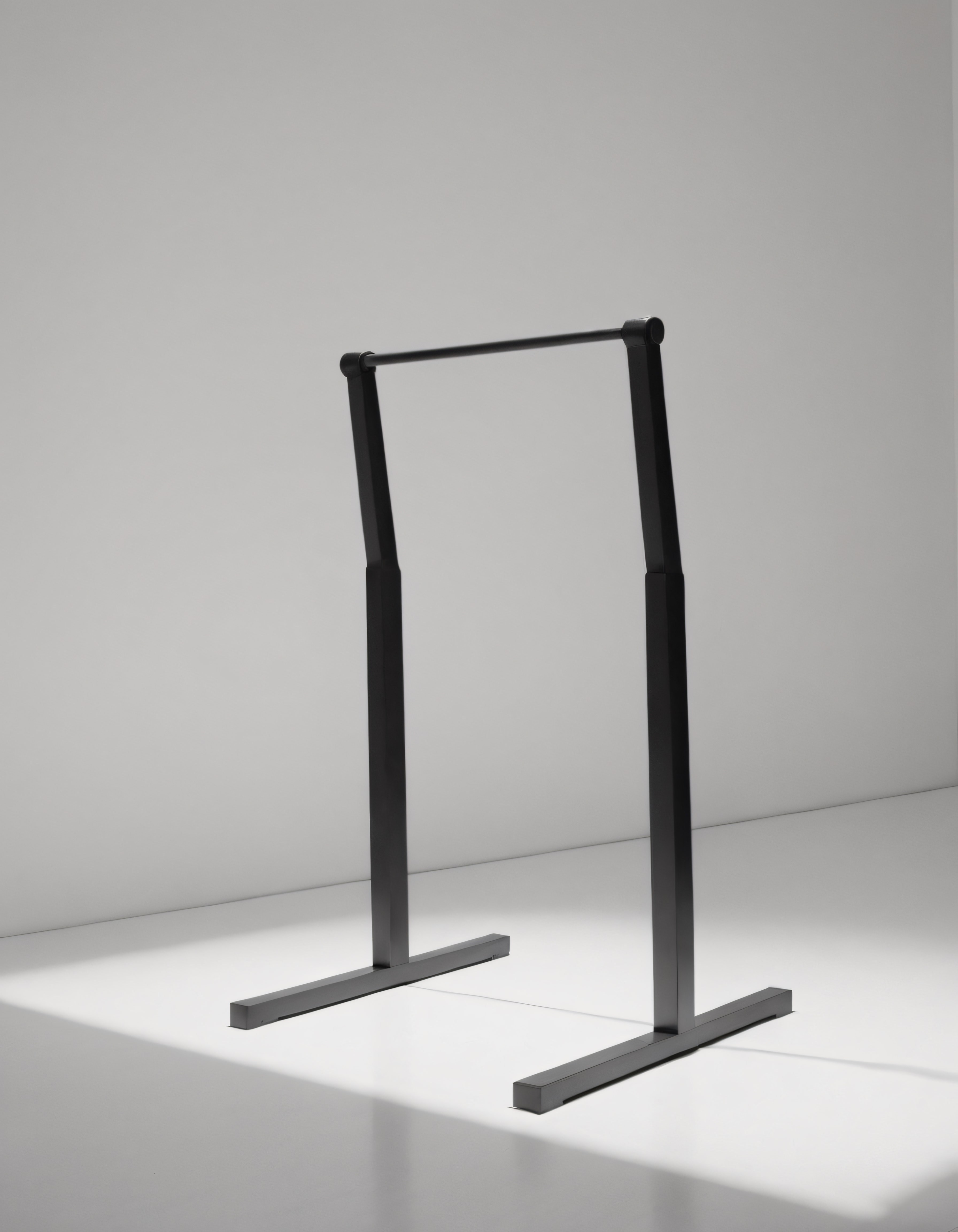 Minimalist Siyah Paralel Bar Fitness Ekipmanı Beyaz Stüdyo Arkaplanında